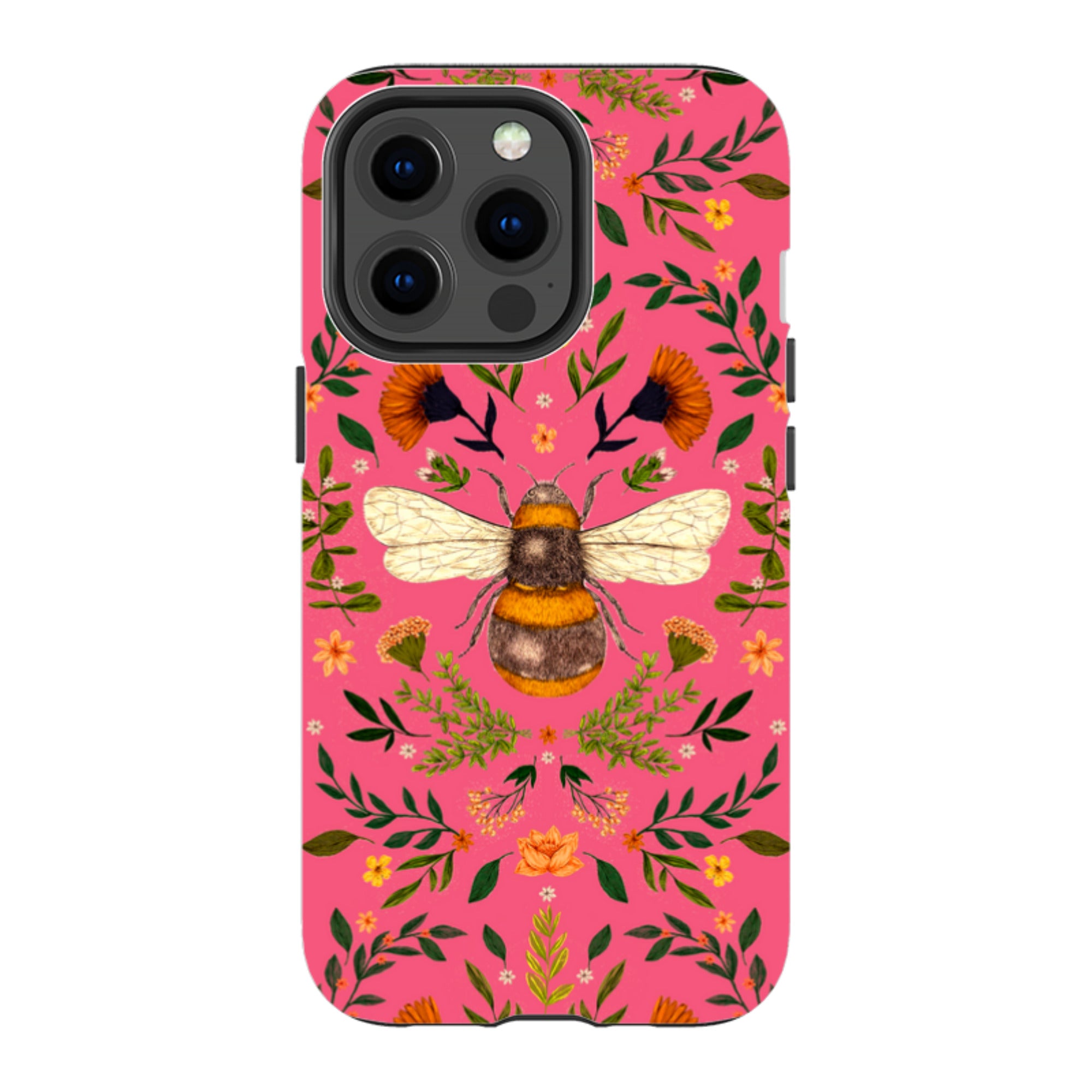iPhone MagSafe Tough Case -  Botanical Bee Peach By Jade Mosinski