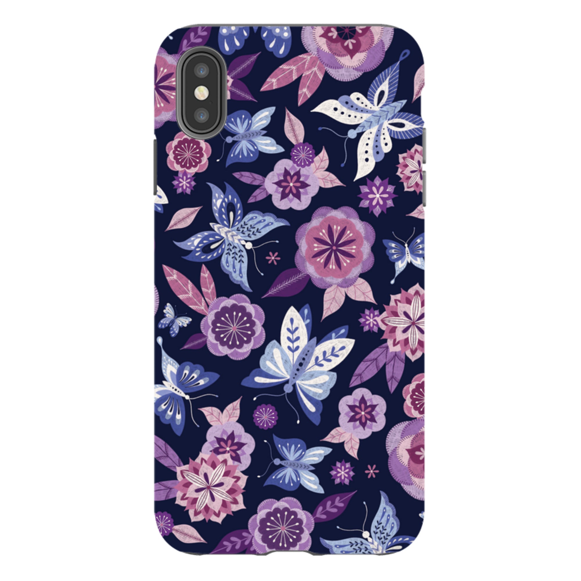 iPhone Tough Case - Butterfly Blooms Navy By Jenny Zemanek