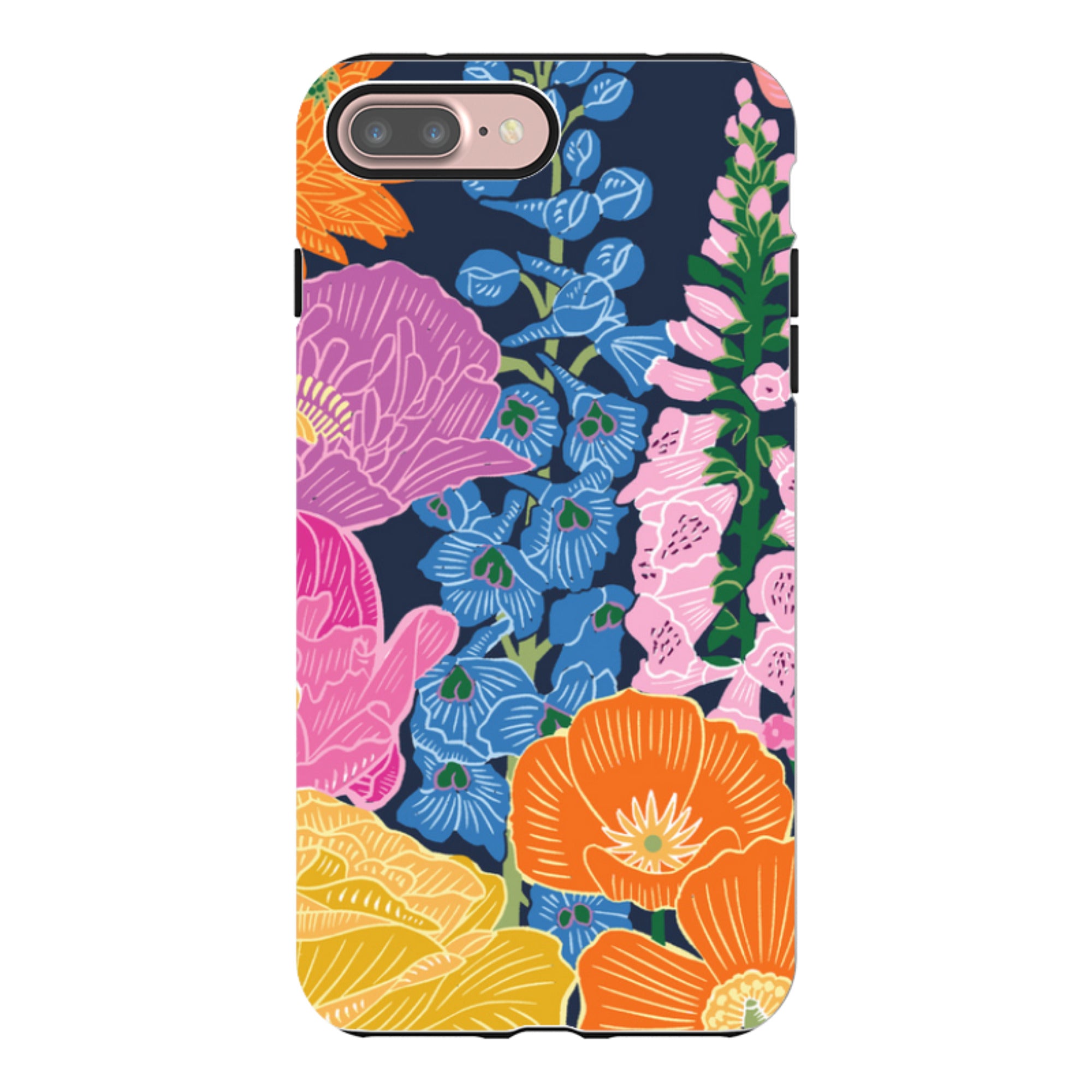 iPhone Tough Case - Flower Garden Navy By kate Heiss