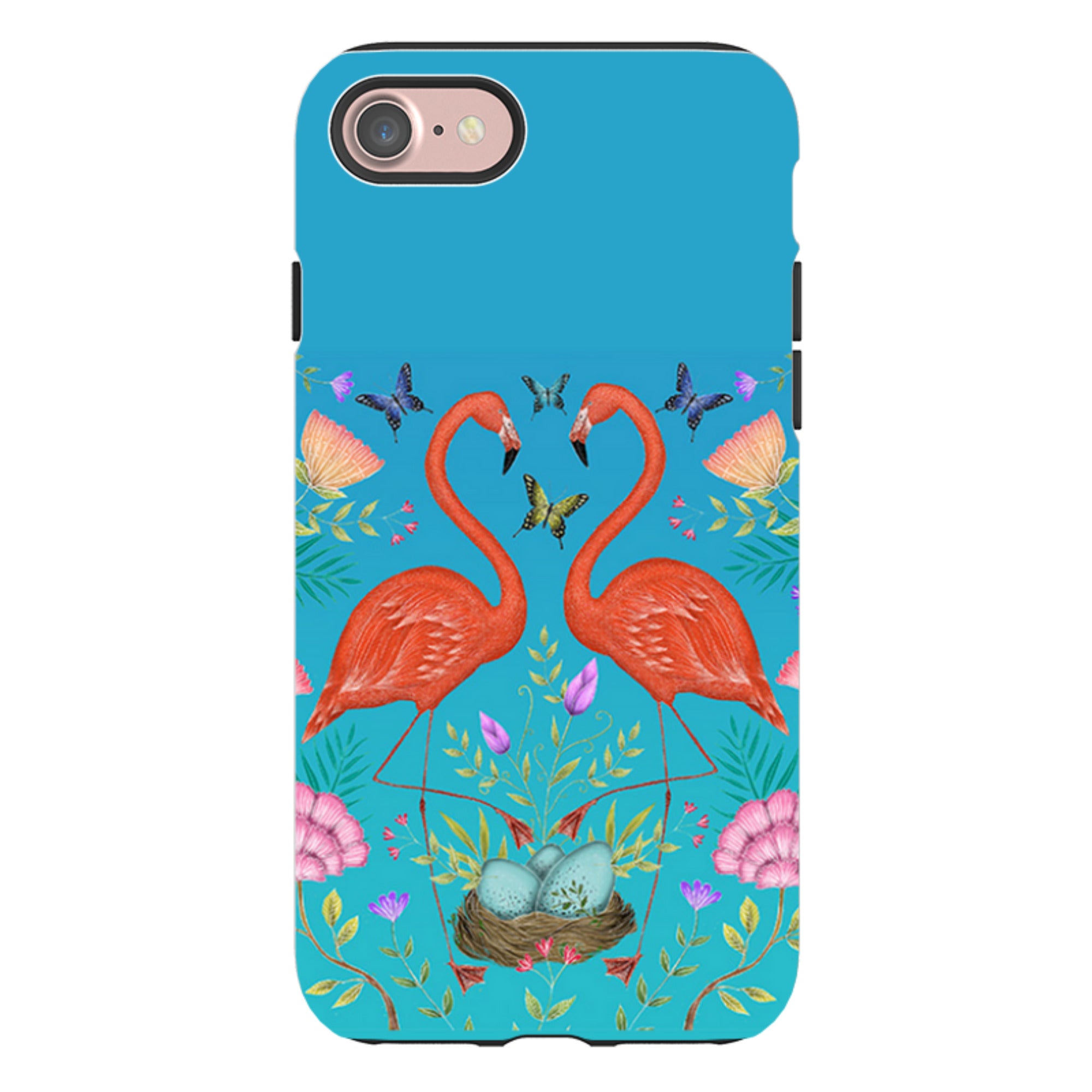iPhone Tough Case - Flamingos And Flowers By Catherine Rowe