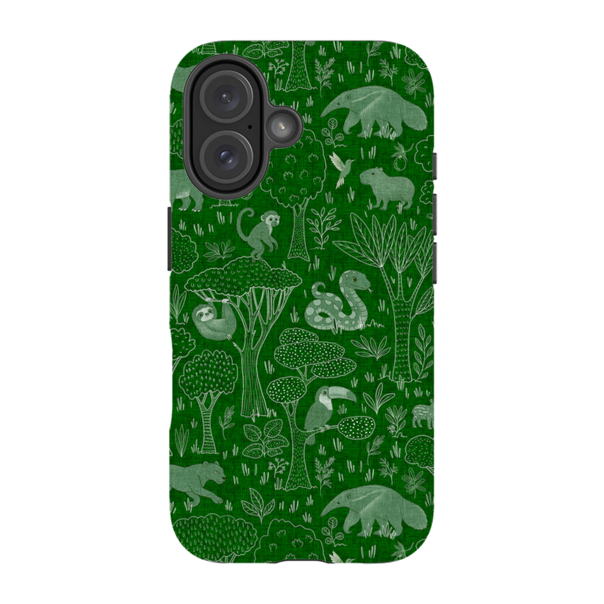 iPhone Tough Case - Tropical Jungle Animals green By Katherine Quinn