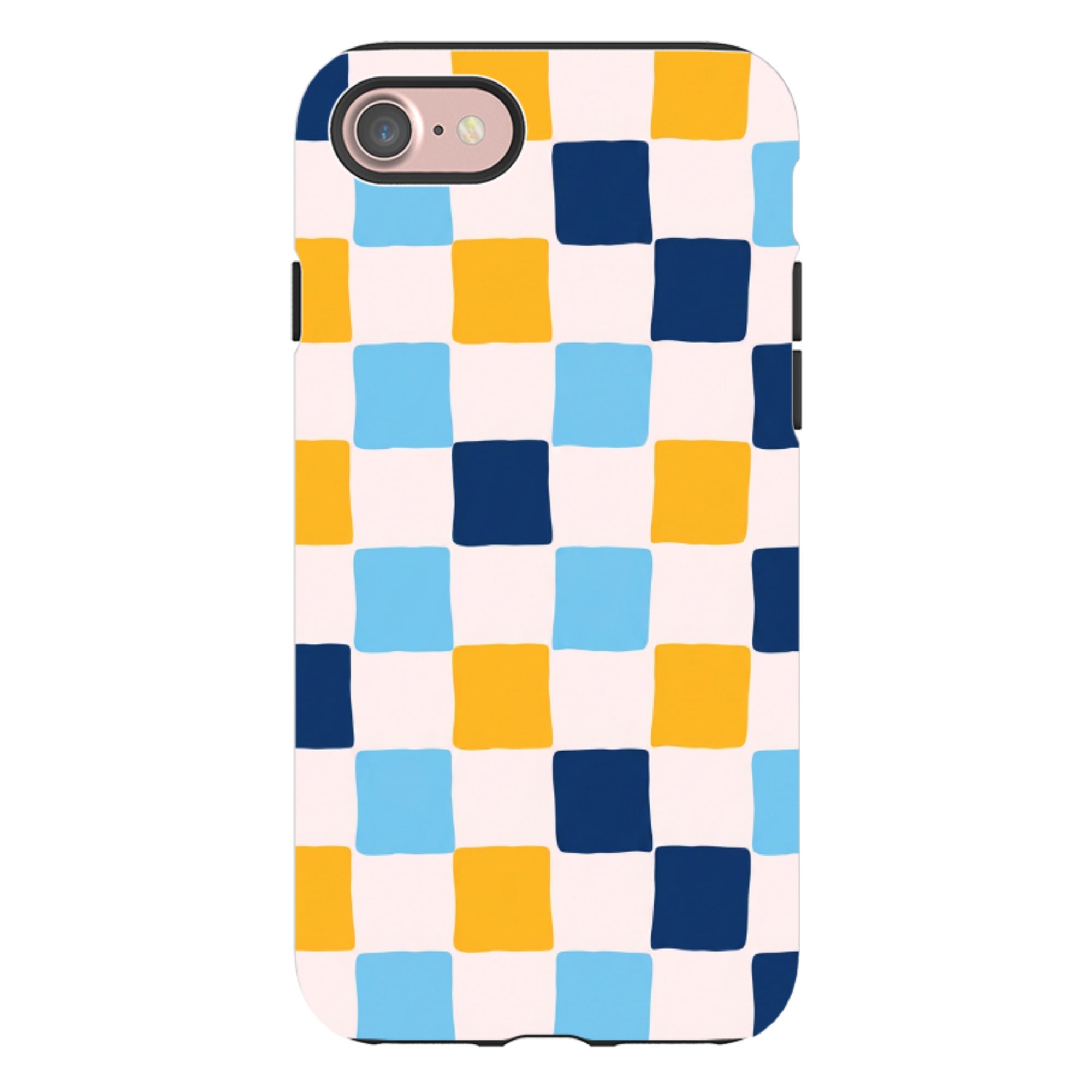 iPhone Tough Case - Blue & Yellow Checkerboard