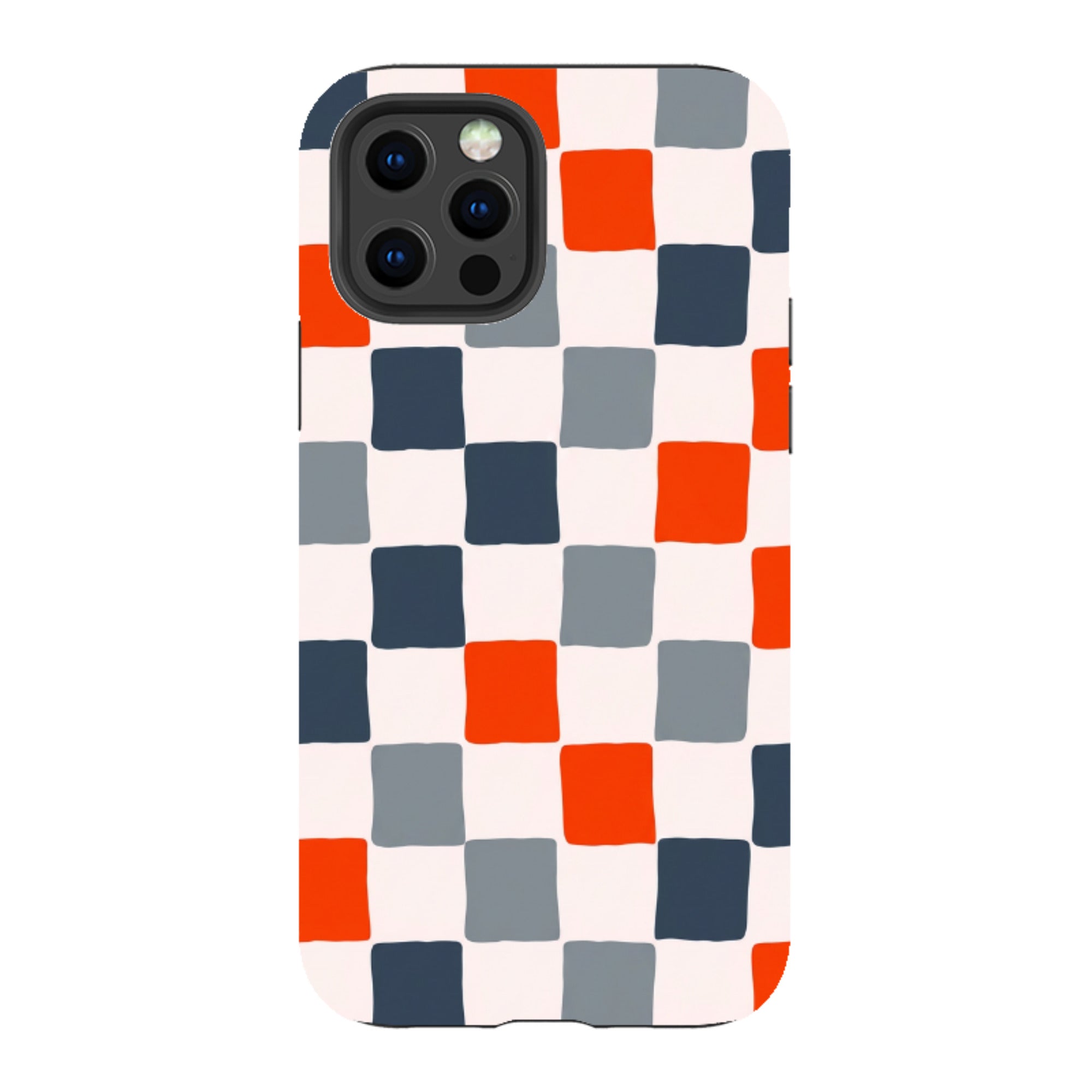 iPhone Tough Case - Orange & Navy Checkerboard