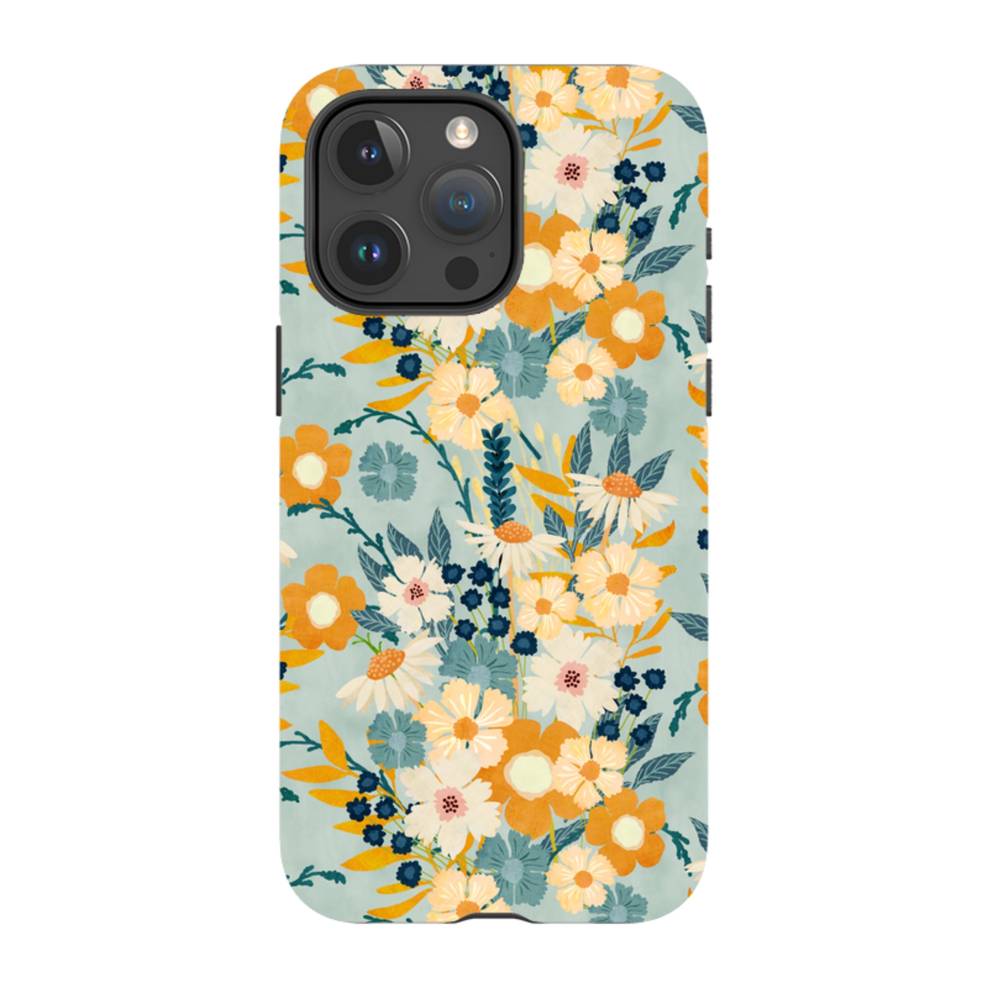 iPhone MagSafe Tough Case - Yellow And Blue Floral By Katherine Quinn