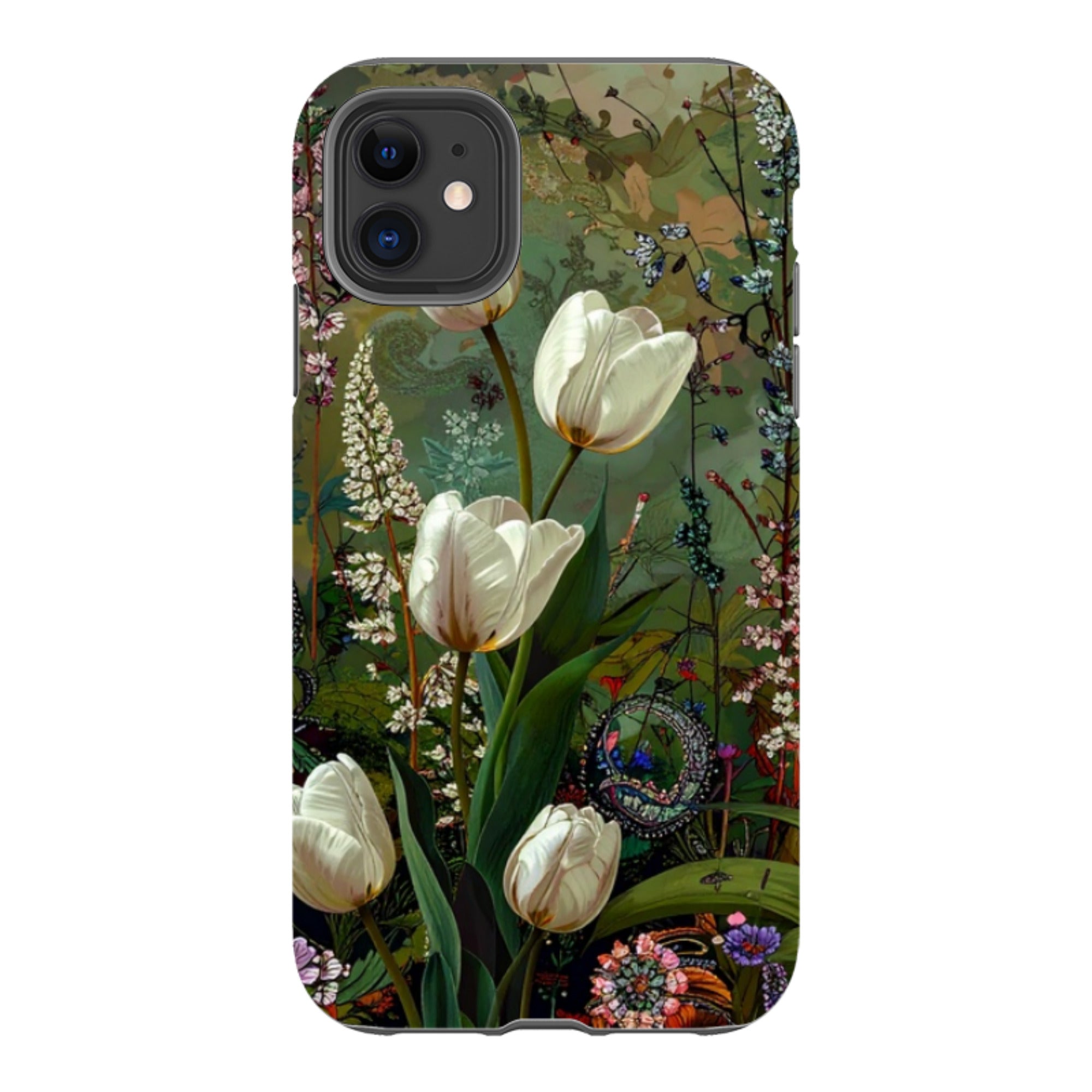 iPhone Tough Case - Green Vyne White Tulips