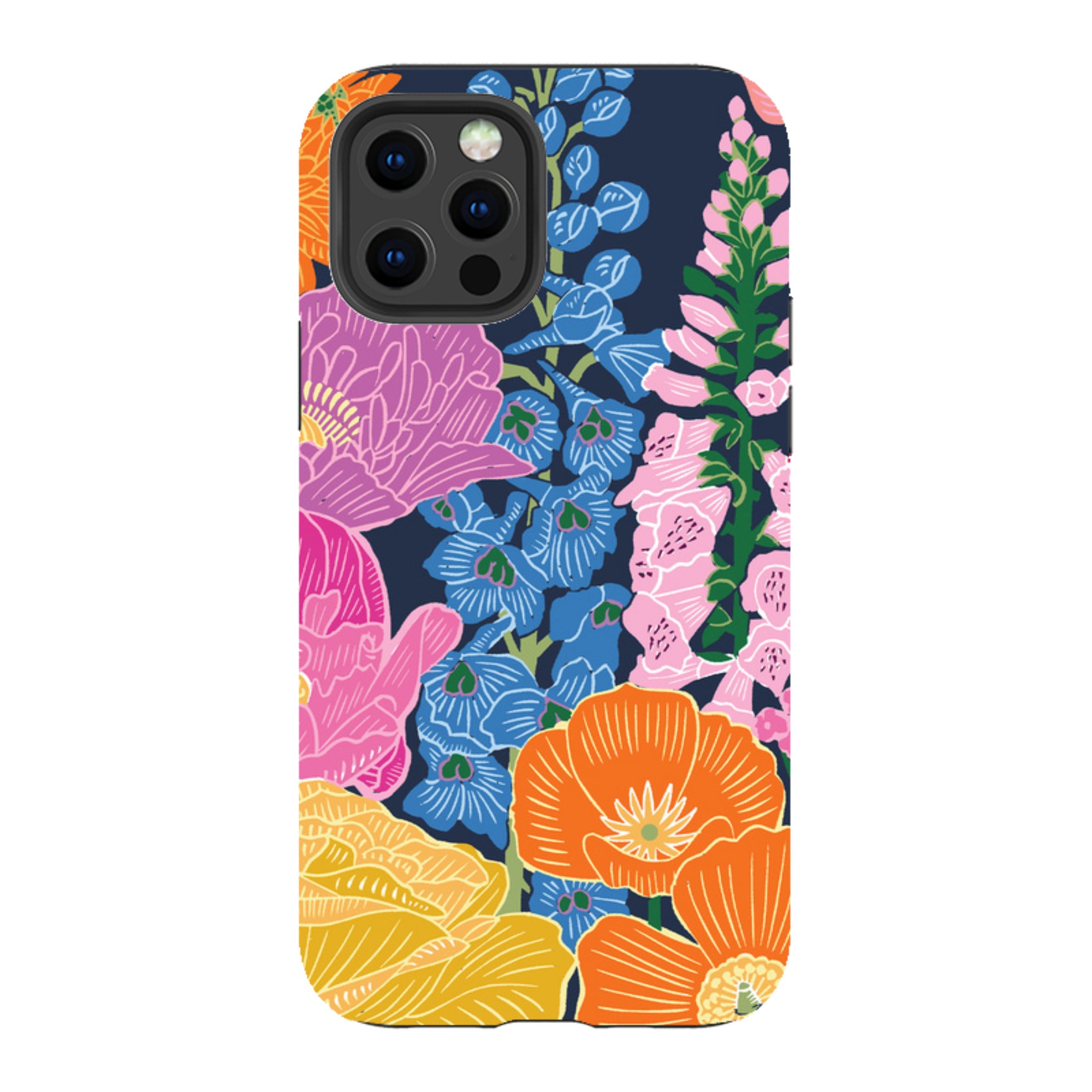 iPhone Tough Case - Flower Garden Navy By kate Heiss