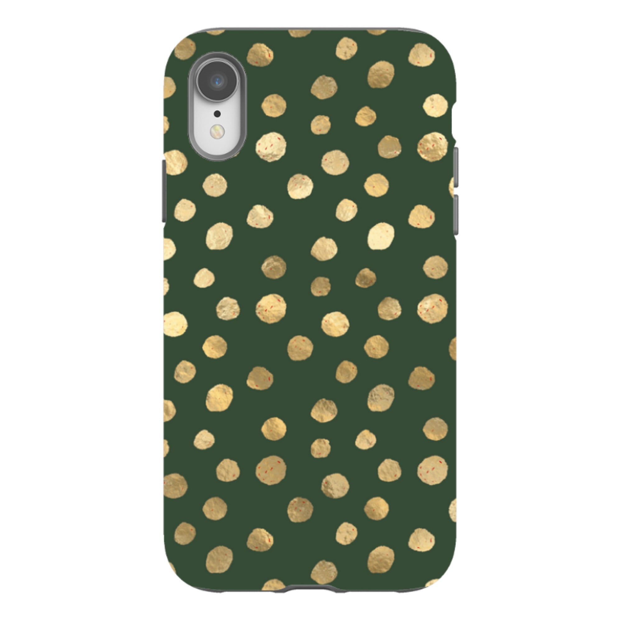 iPhone Tough Case - Green and Gold Dots