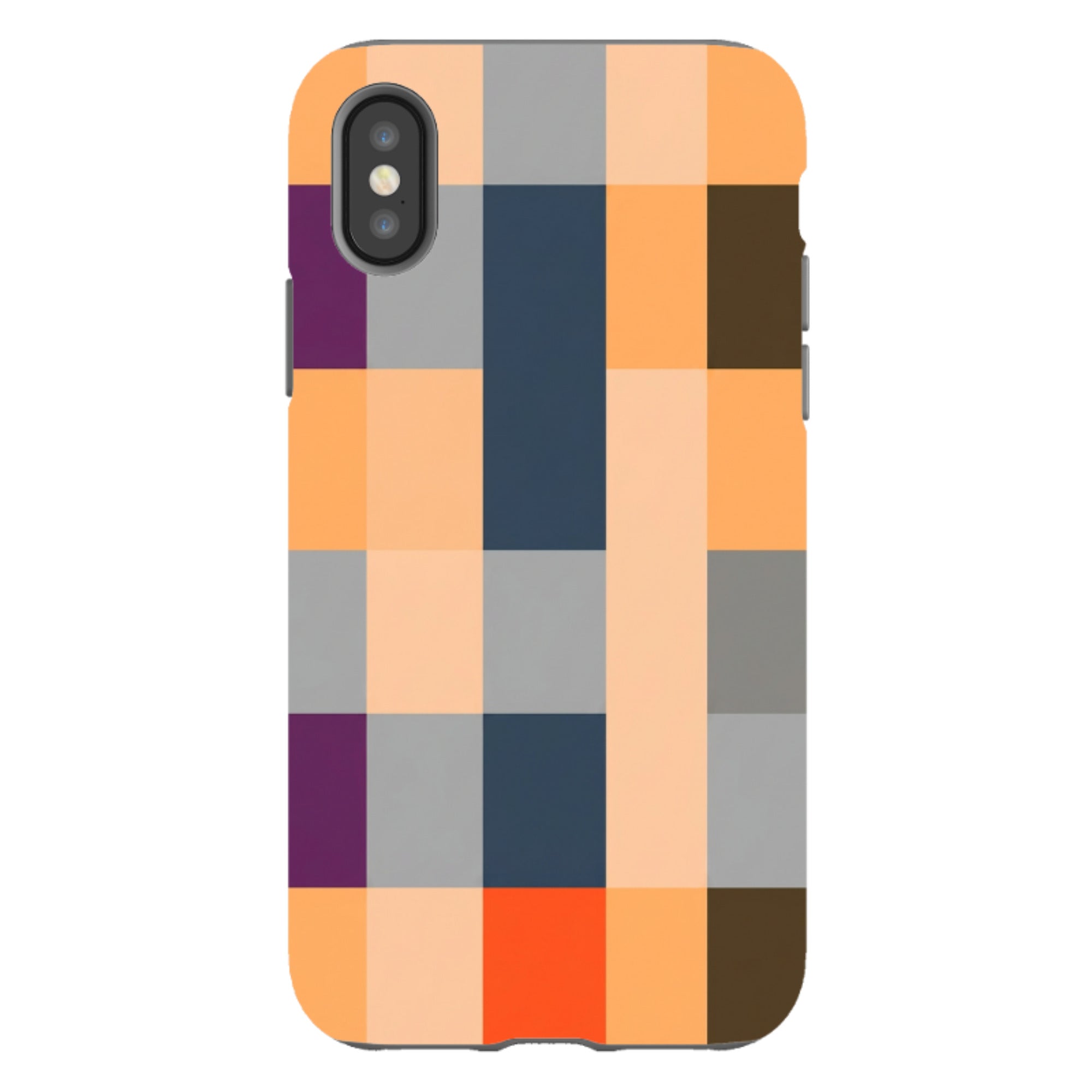 iPhone Tough Case - Orange and Purple Plaid
