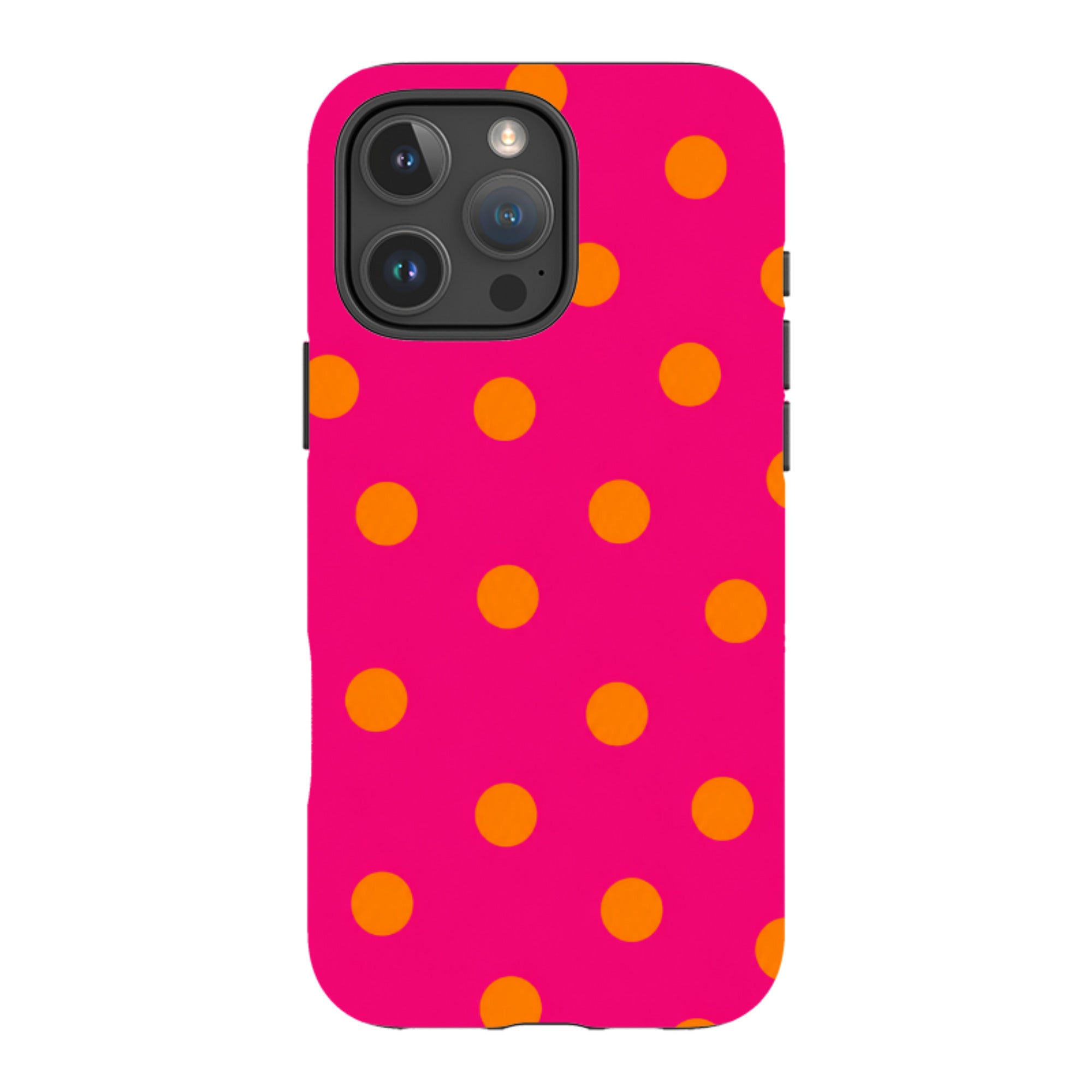 iPhone Tough Case - Hot Pink & Orange Polka Dot
