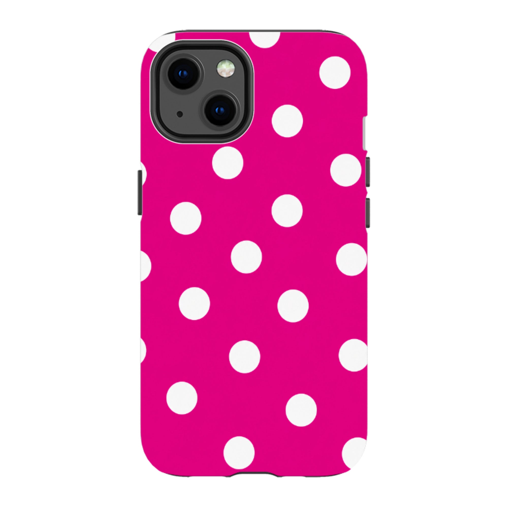 iPhone Tough Case - Hot Pink & White Polka Dot