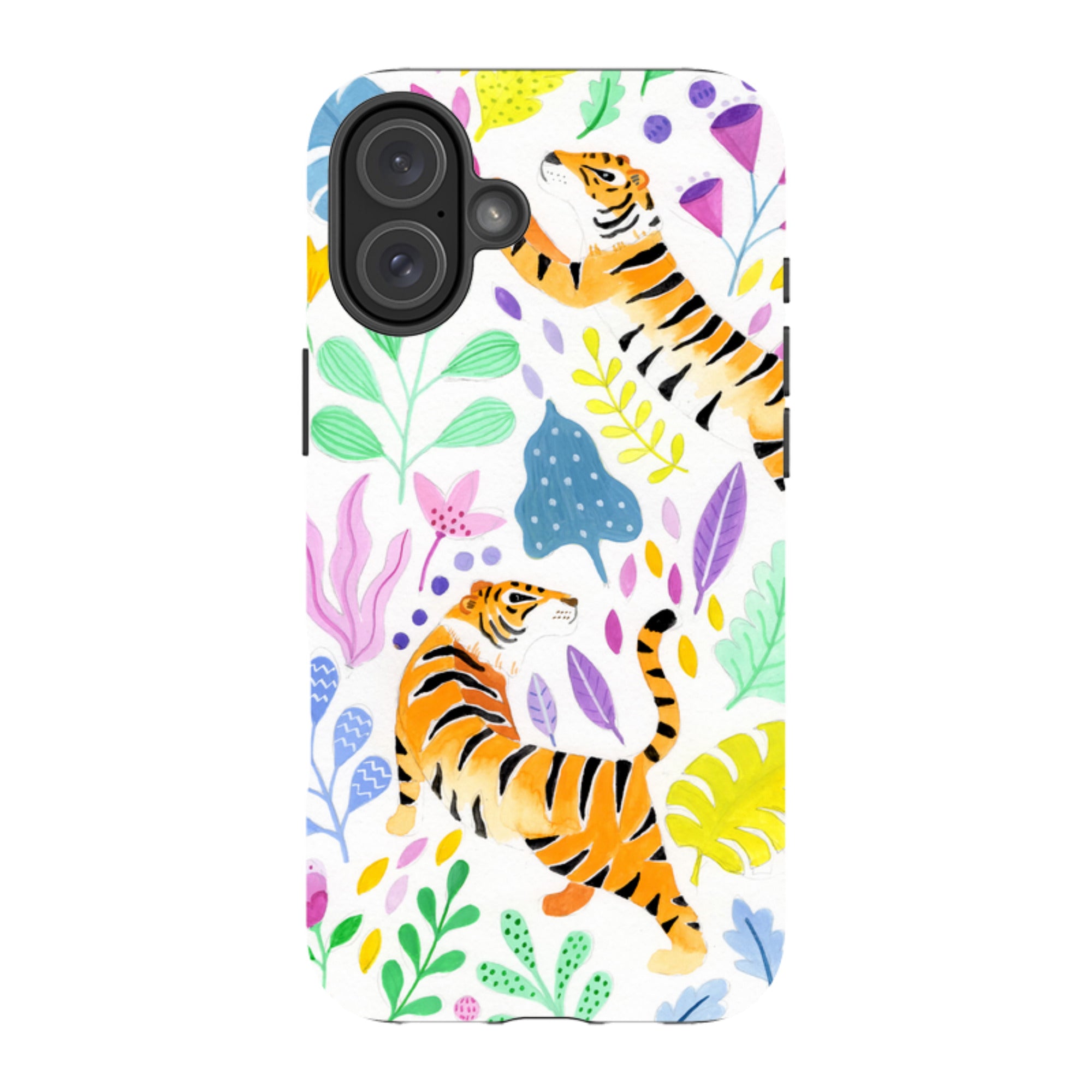 iPhone Tough Case - Tigers And Flowers By Bex Parkin