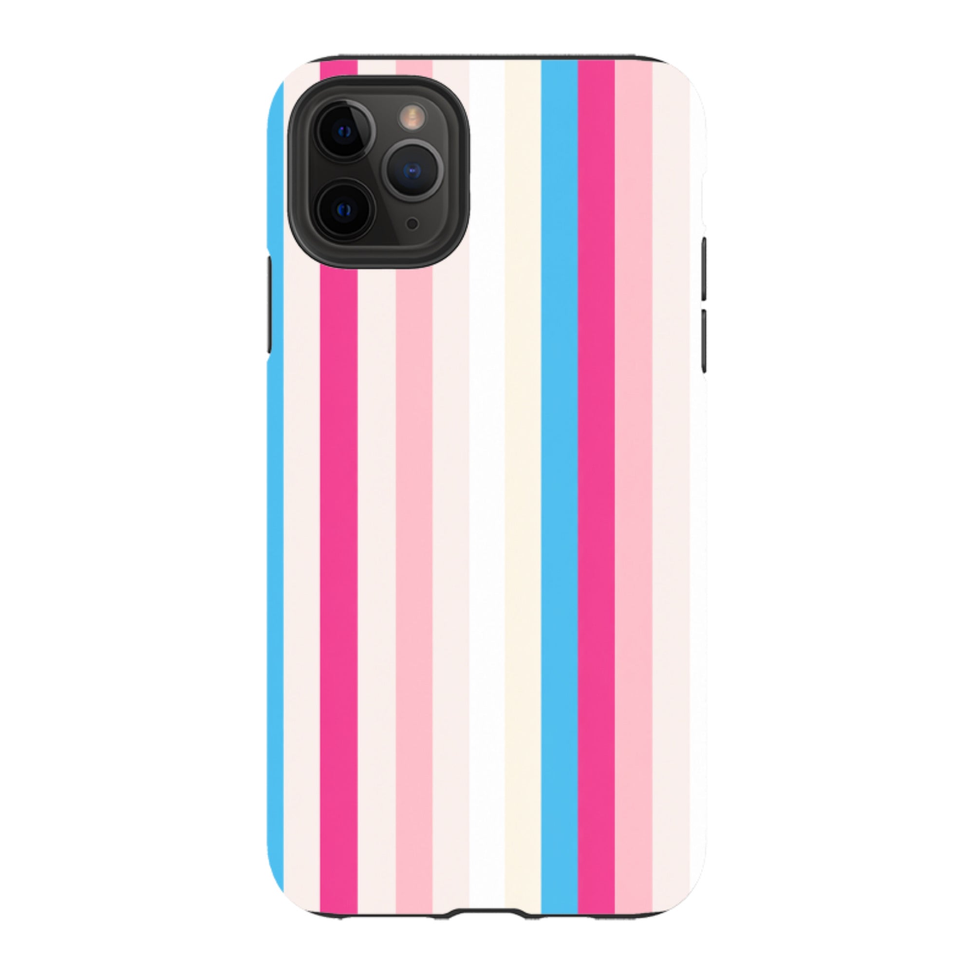 iPhone Tough Case - Pink, Blue & Cream Stripe