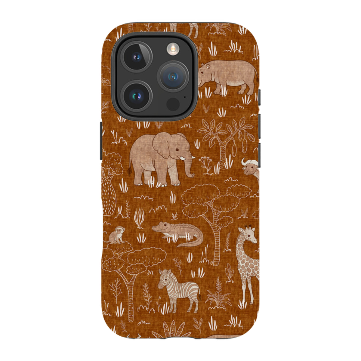 iPhone Tough Case - Savanna Wildlife - Rust By Katherine Quinn