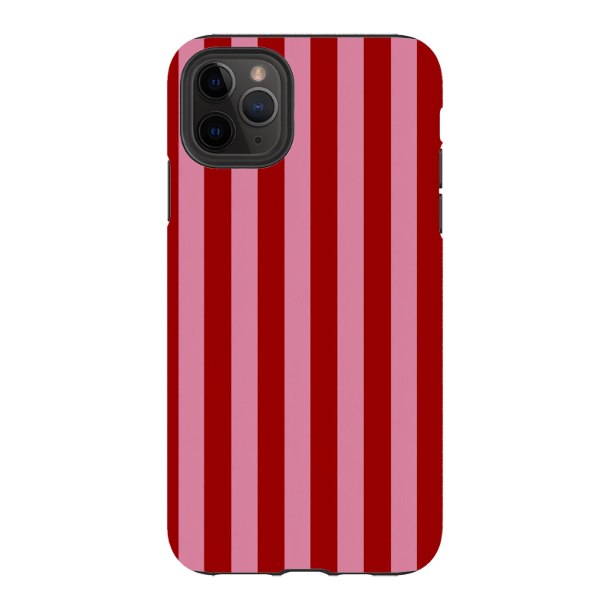 iPhone Tough Case - Burgundy & Pink Stripe