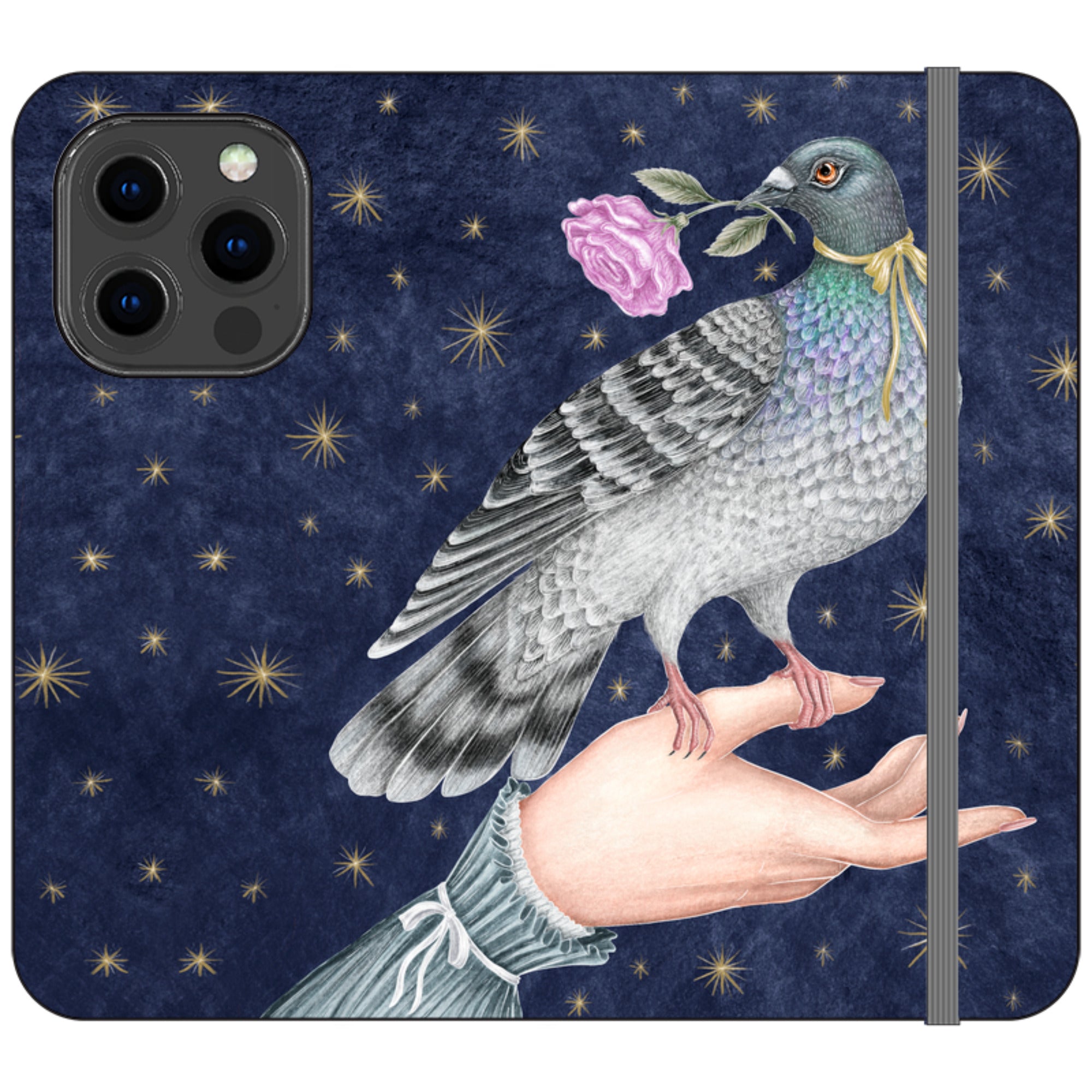 Pigeon With Rose Wallet Case By Catherine Rowe