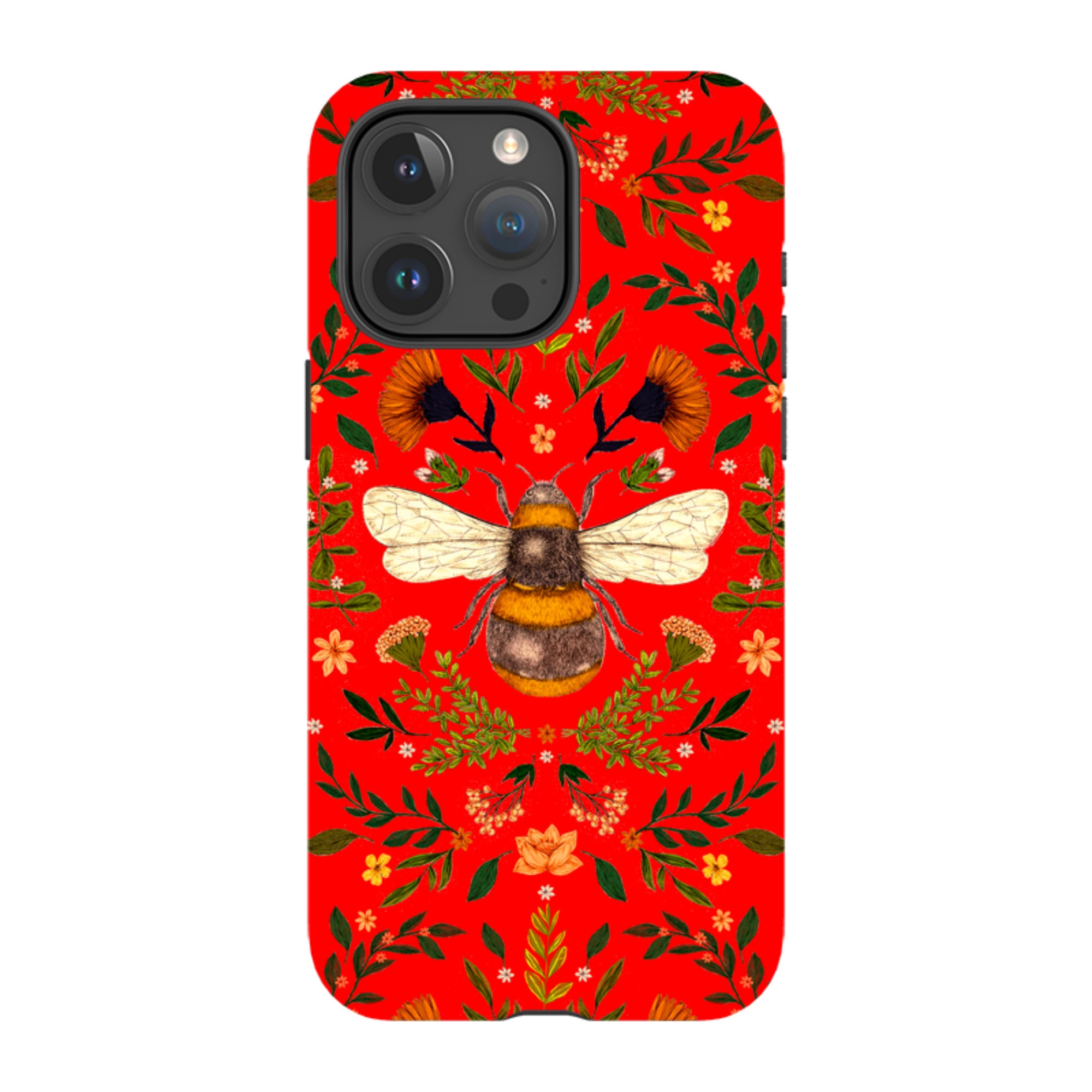 iPhone MagSafe Tough Case -  Botanical Bee Red By Jade Mosinski