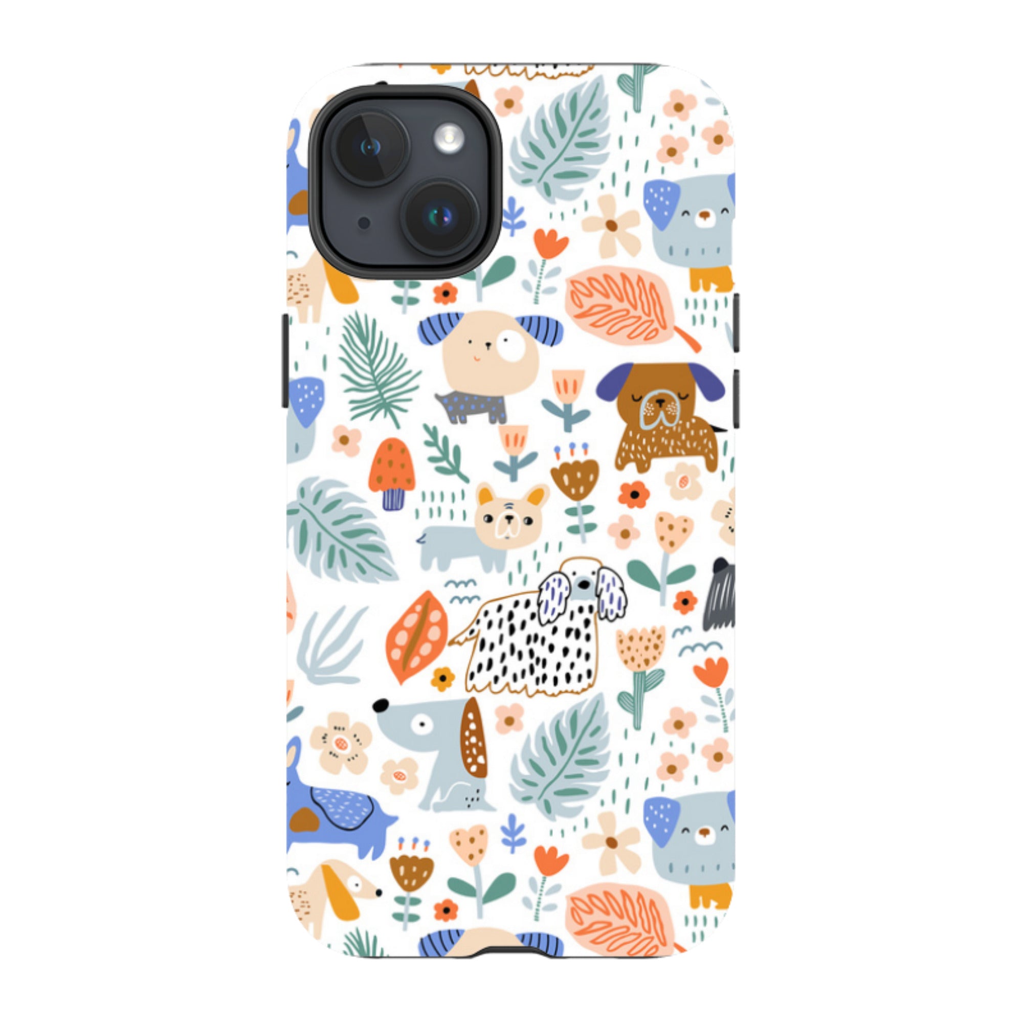 iPhone Tough Case - Dog Floral Pattern
