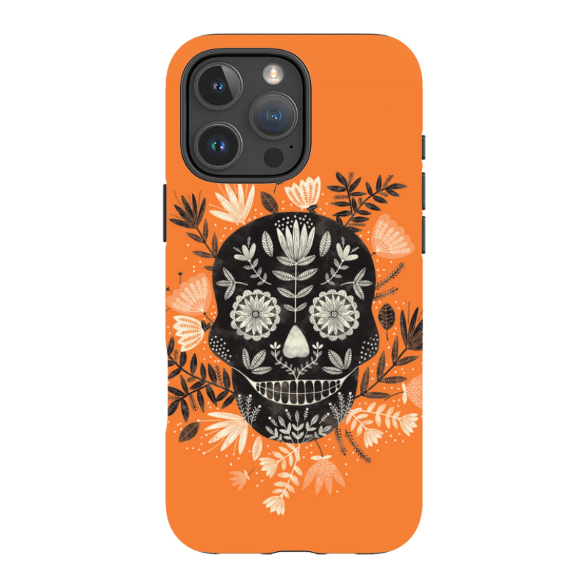 iPhone MagSafe Tough Case -  Sugar Skull Orange By Jade Mosinski