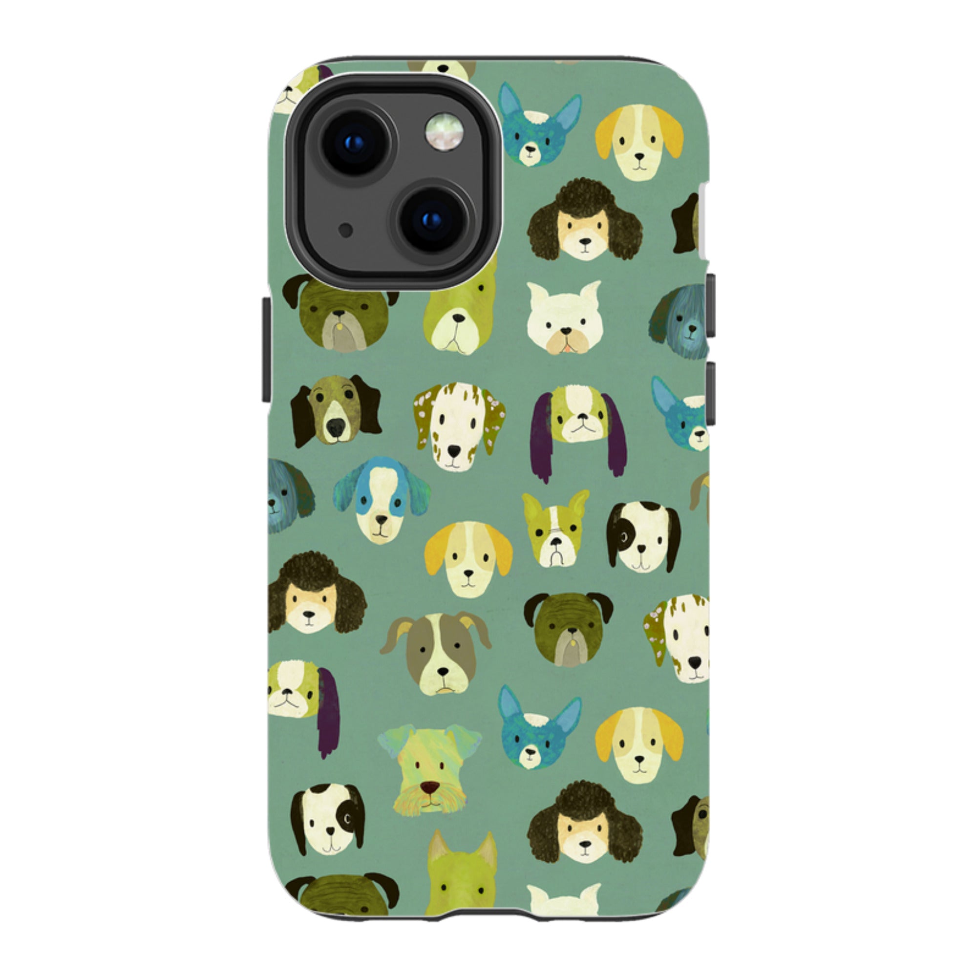 iPhone Tough Case - Dog Heads Green By Katherine Quinn