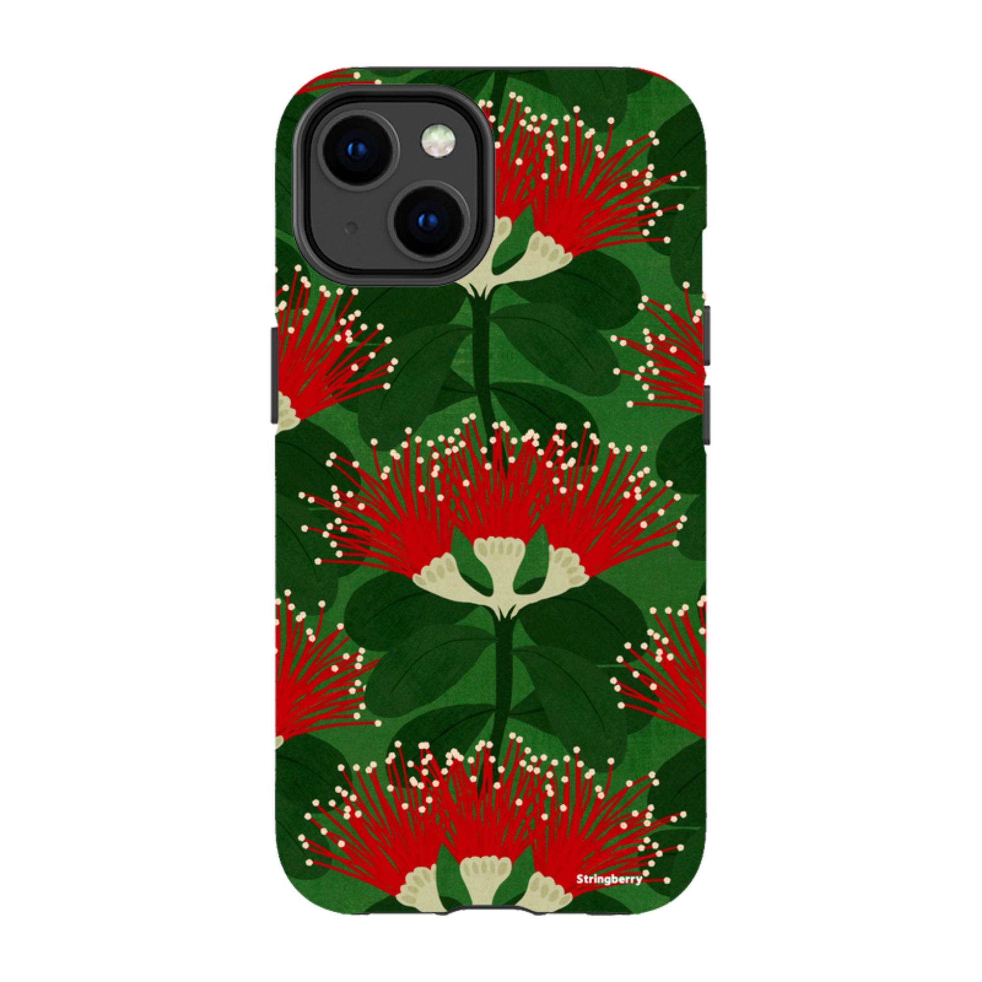 iPhone MagSafe Tough Case - Pohutukawa Green and Red By Katherine Quinn