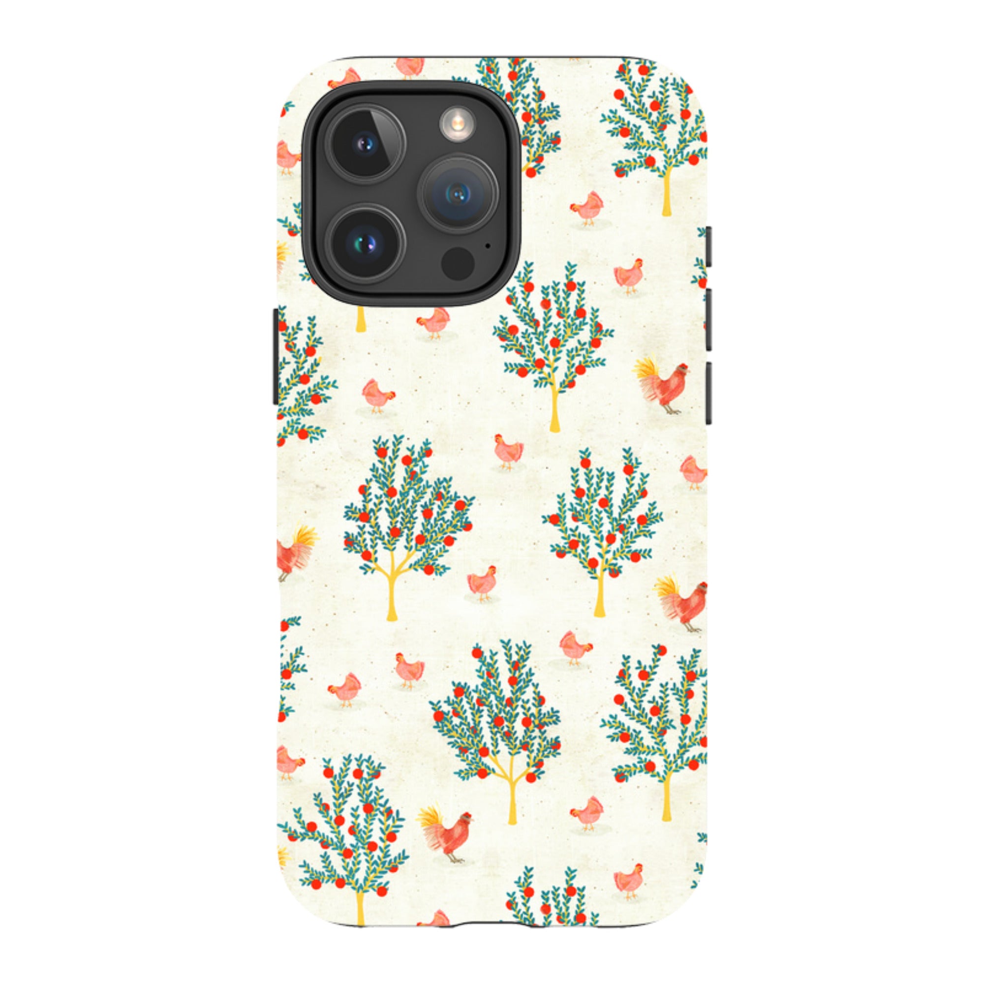 iPhone Tough Case - Apple Trees and Chickens Cream By Katherine Quinn