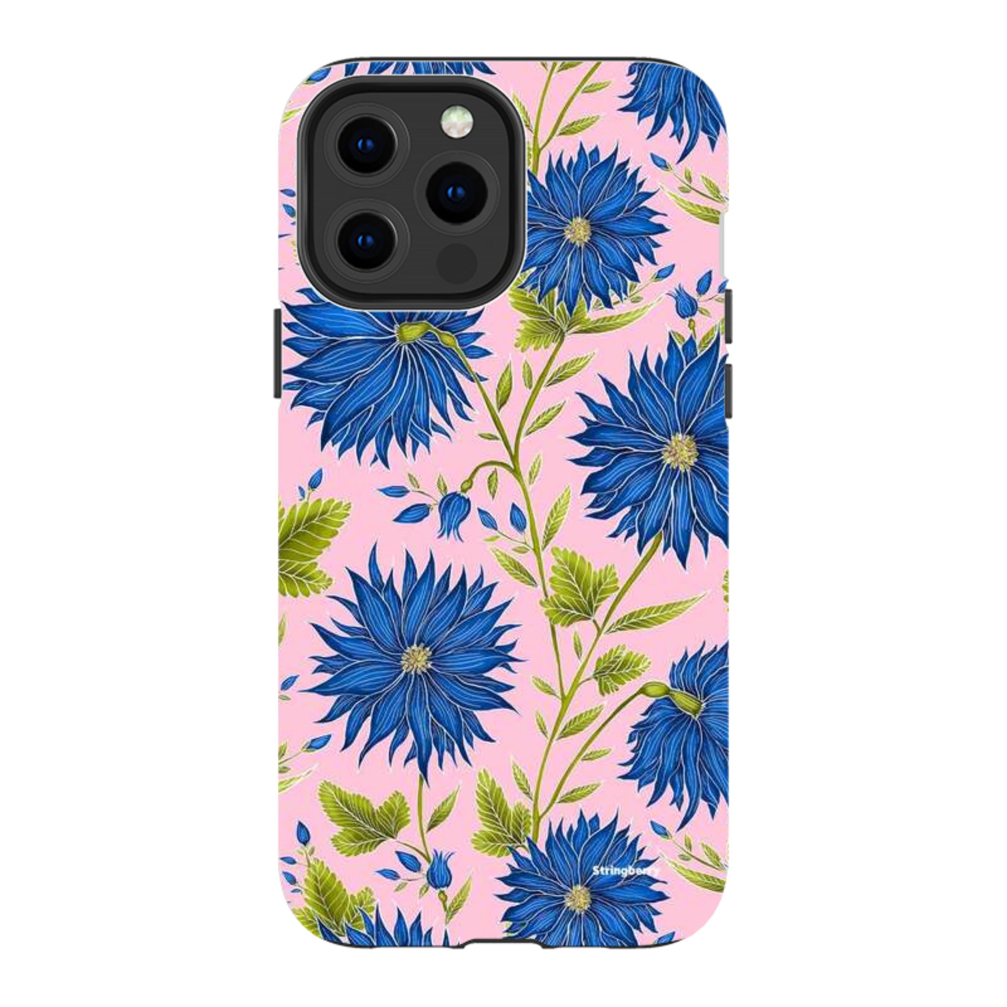 iPhone MagSafe Tough Case - Blue Flowers Pink By Catherine Rowe