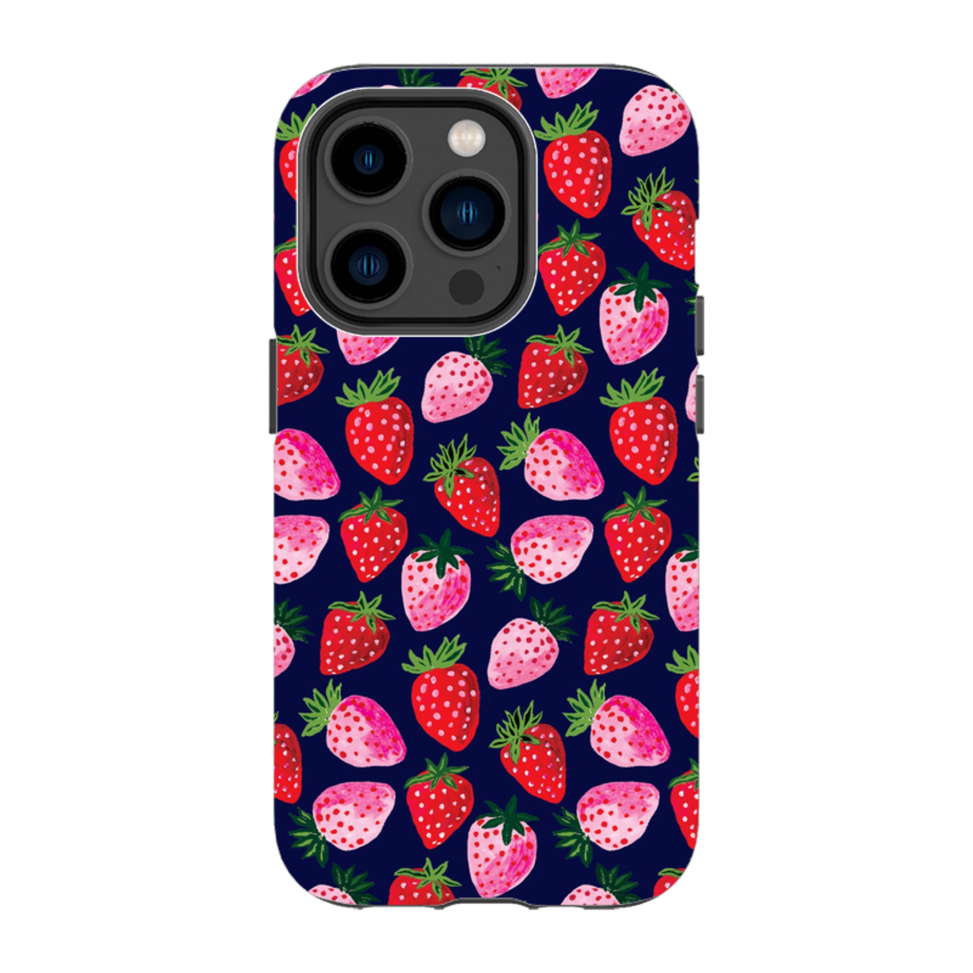 iPhone Tough Case - Strawberry Scatter Navy By Emma Frances Grant