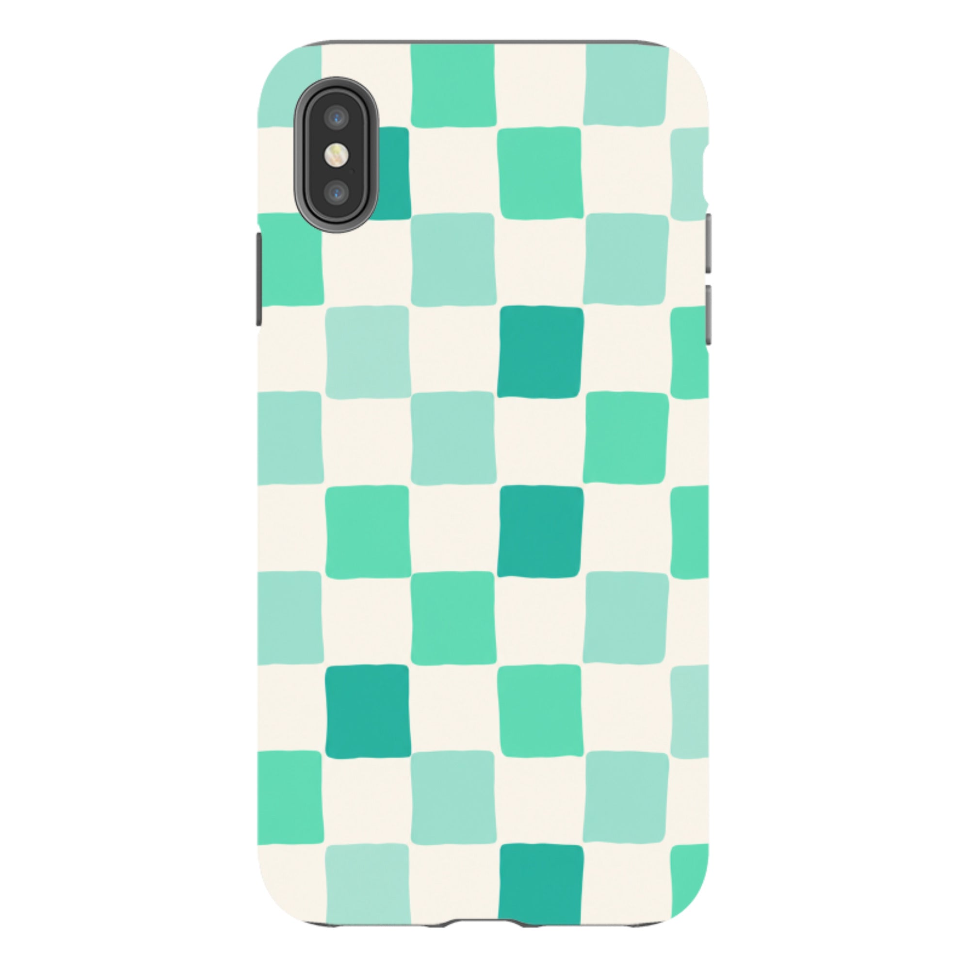 iPhone Tough Case - Mint Green Checkerboard