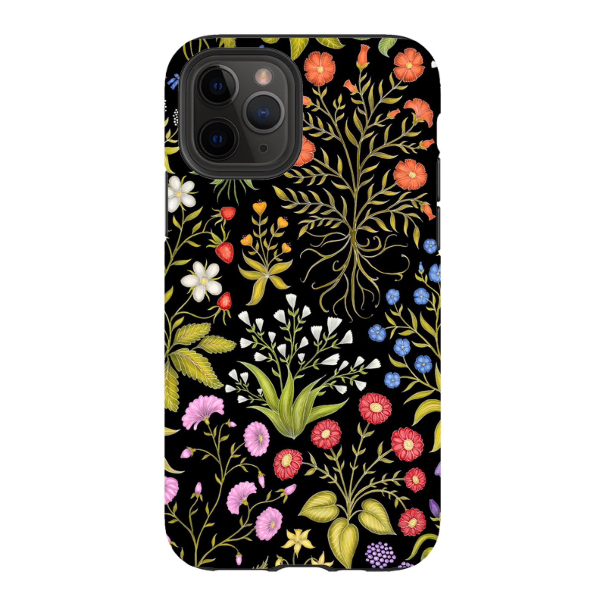 iPhone Tough Case - Fleurs Black By Catherine Rowe