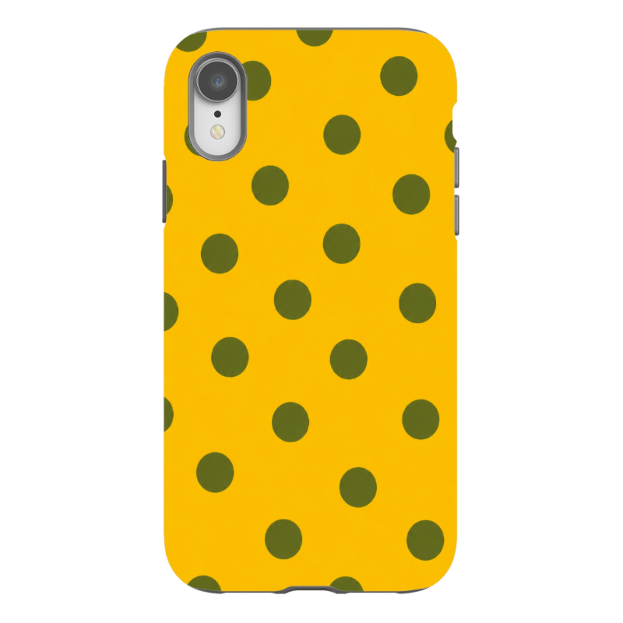 iPhone Tough Case - Mustard Yellow & Olive Green Polka Dot