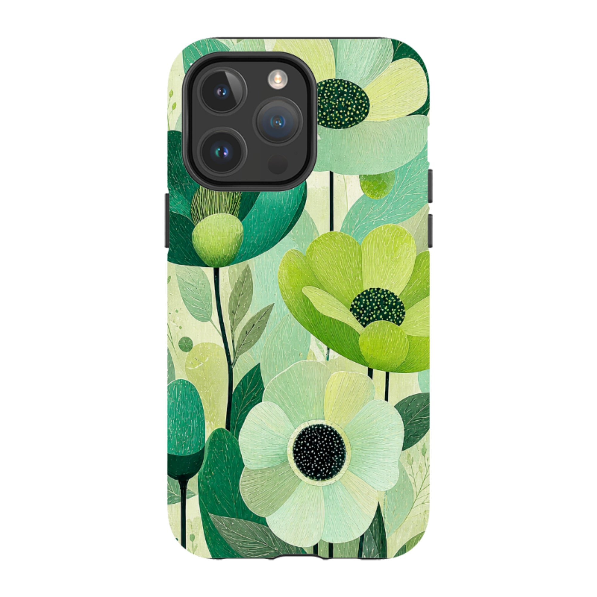 iPhone MagSafe Tough Case - Mint Woodgrain Floral