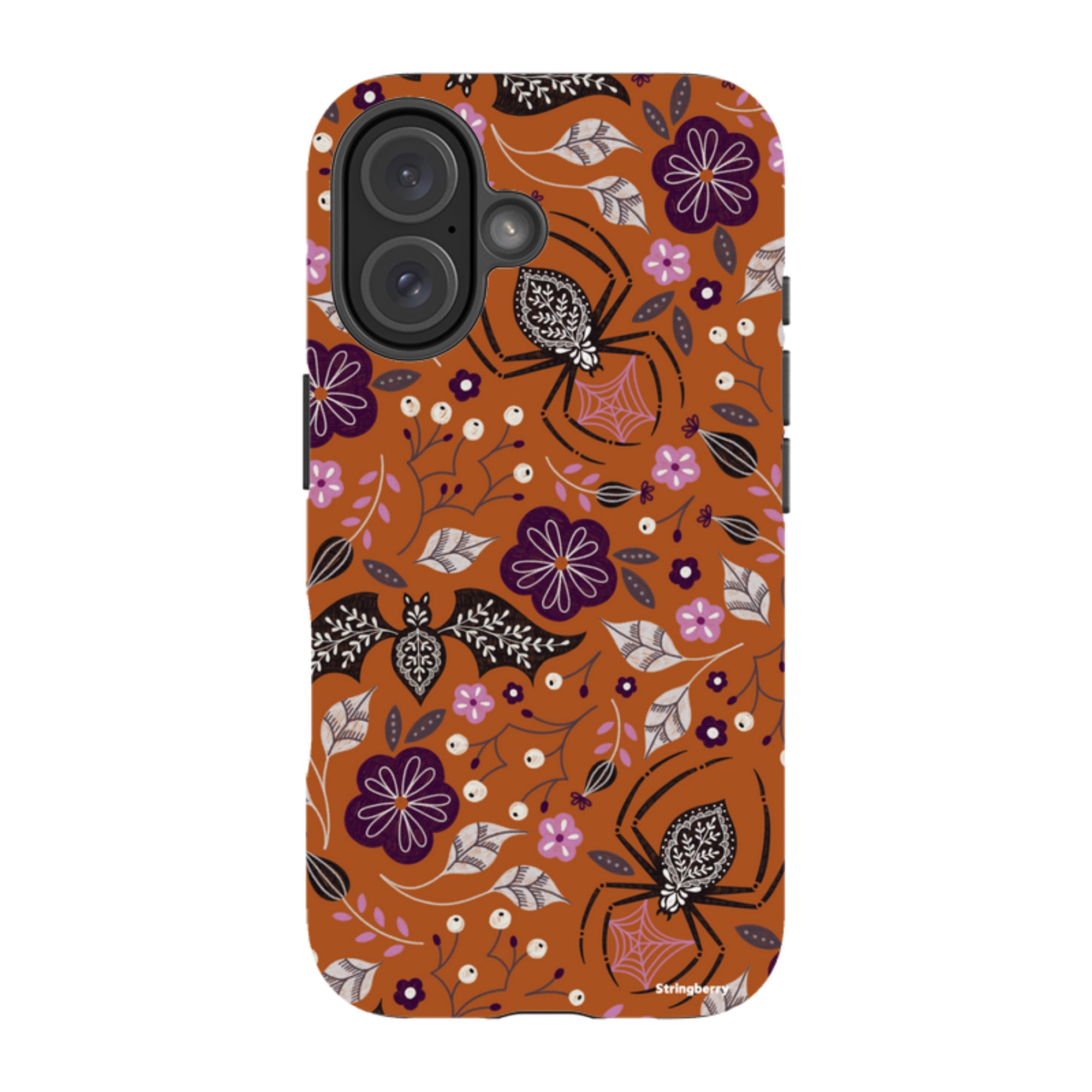 iPhone MagSafe Tough Case -  Spider Bat Pattern Orange By Jenny Zemanek