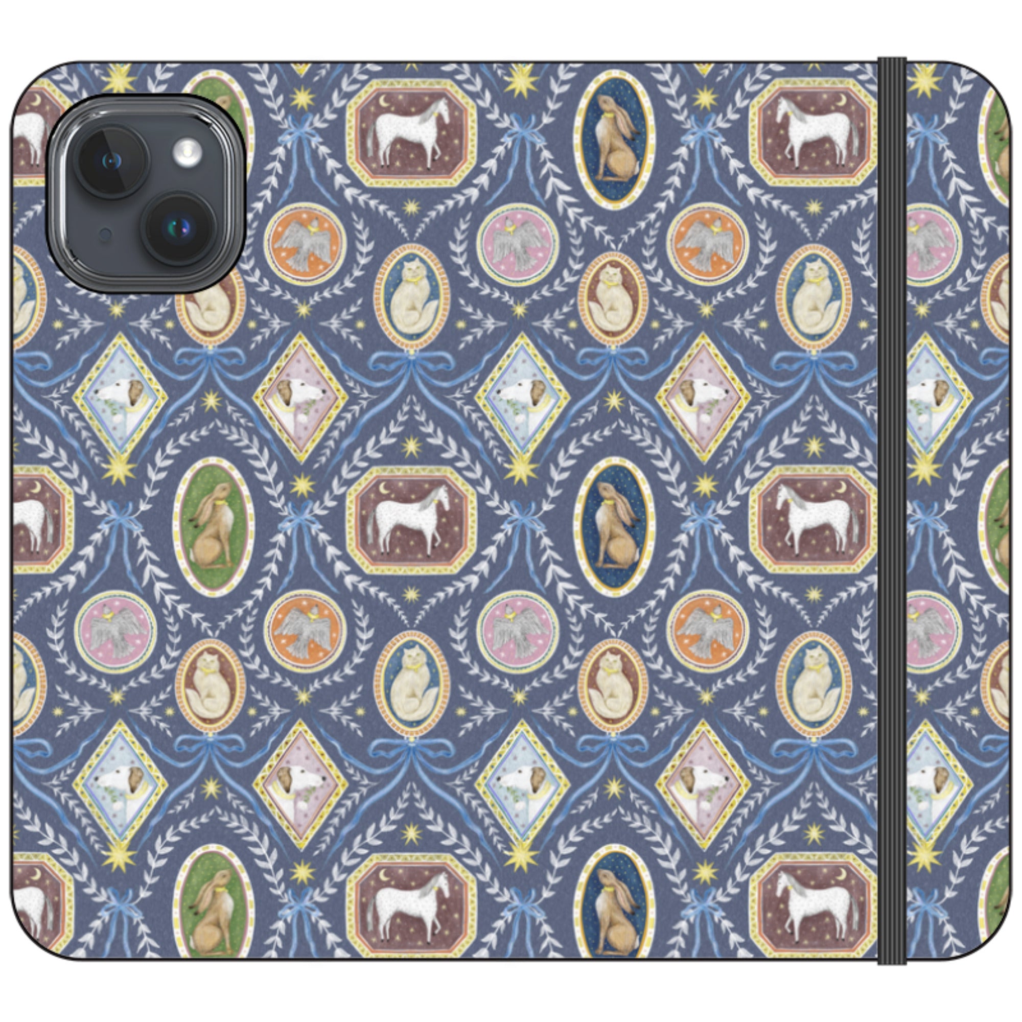 Charleston Dusk Blue Wallet Case By Catherine Rowe