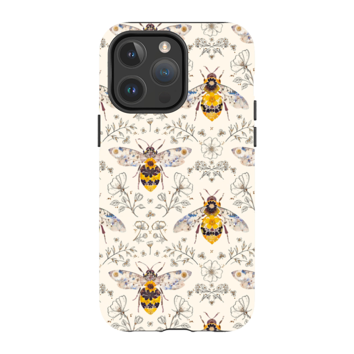 iPhone MagSafe Tough Case - Alabaster Bumble Bee Multi By Helen Ahpornsiri