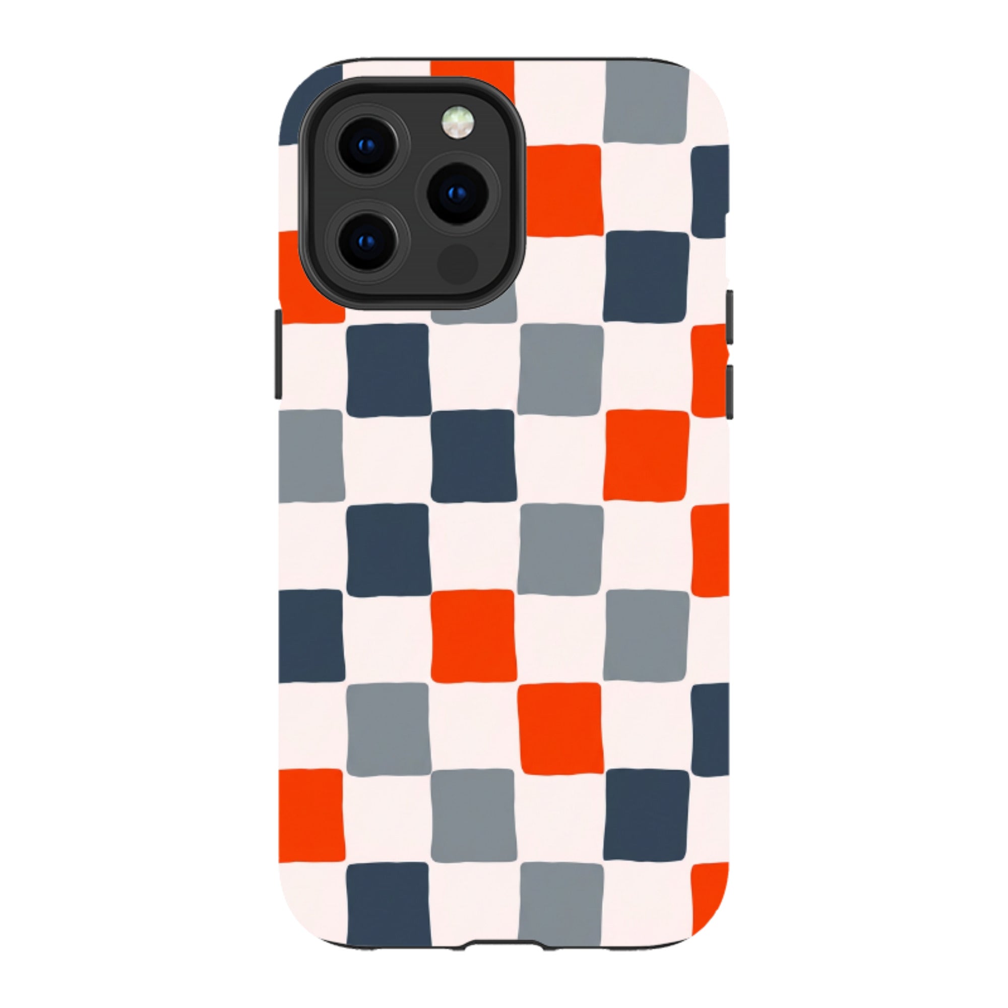 iPhone MagSafe Tough Case - Orange & Navy Checkerboard