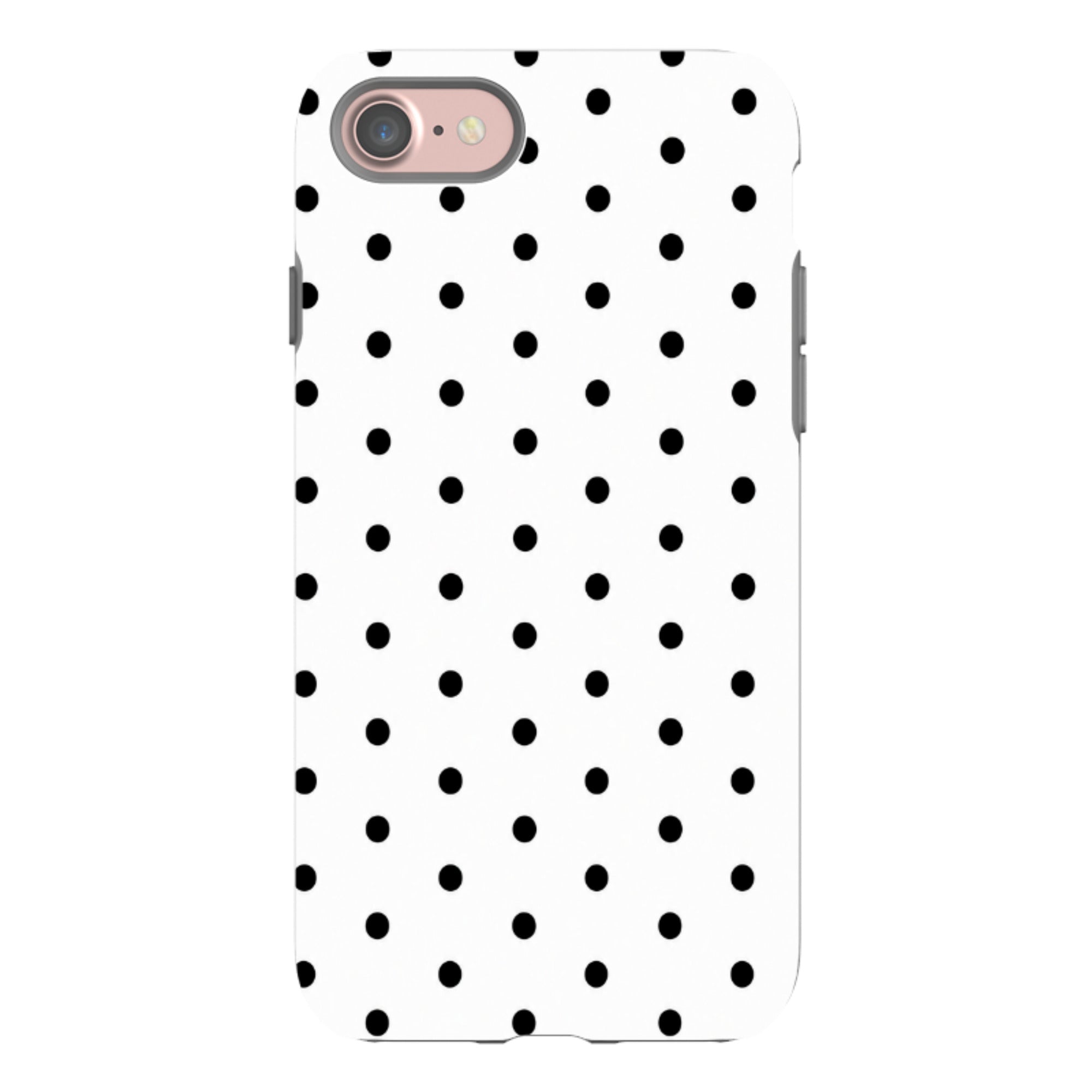 iPhone Tough Case - White & Black Polka Dot