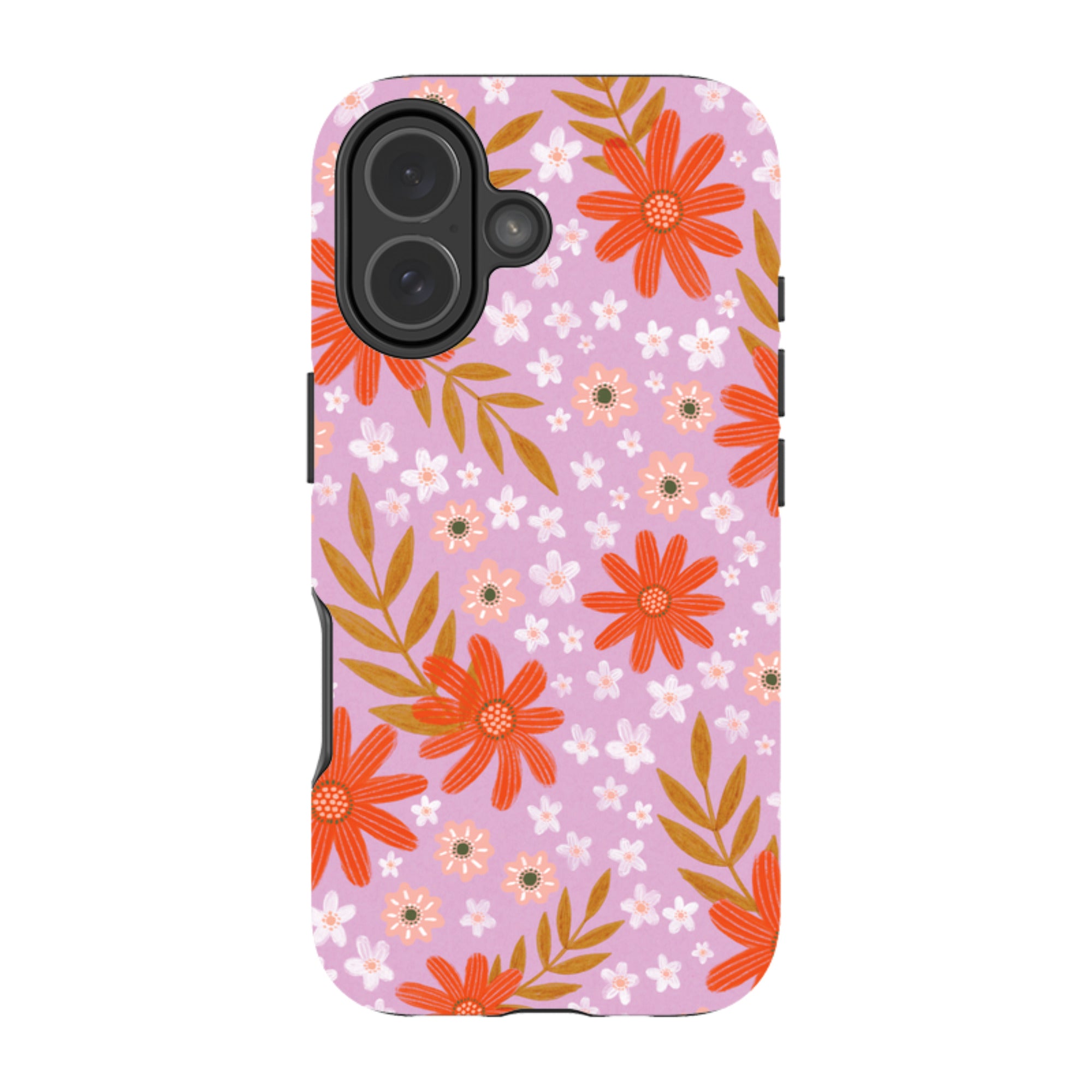 iPhone Tough Case - Lilac and Red Floral Pattern By Lee Foster Wilson