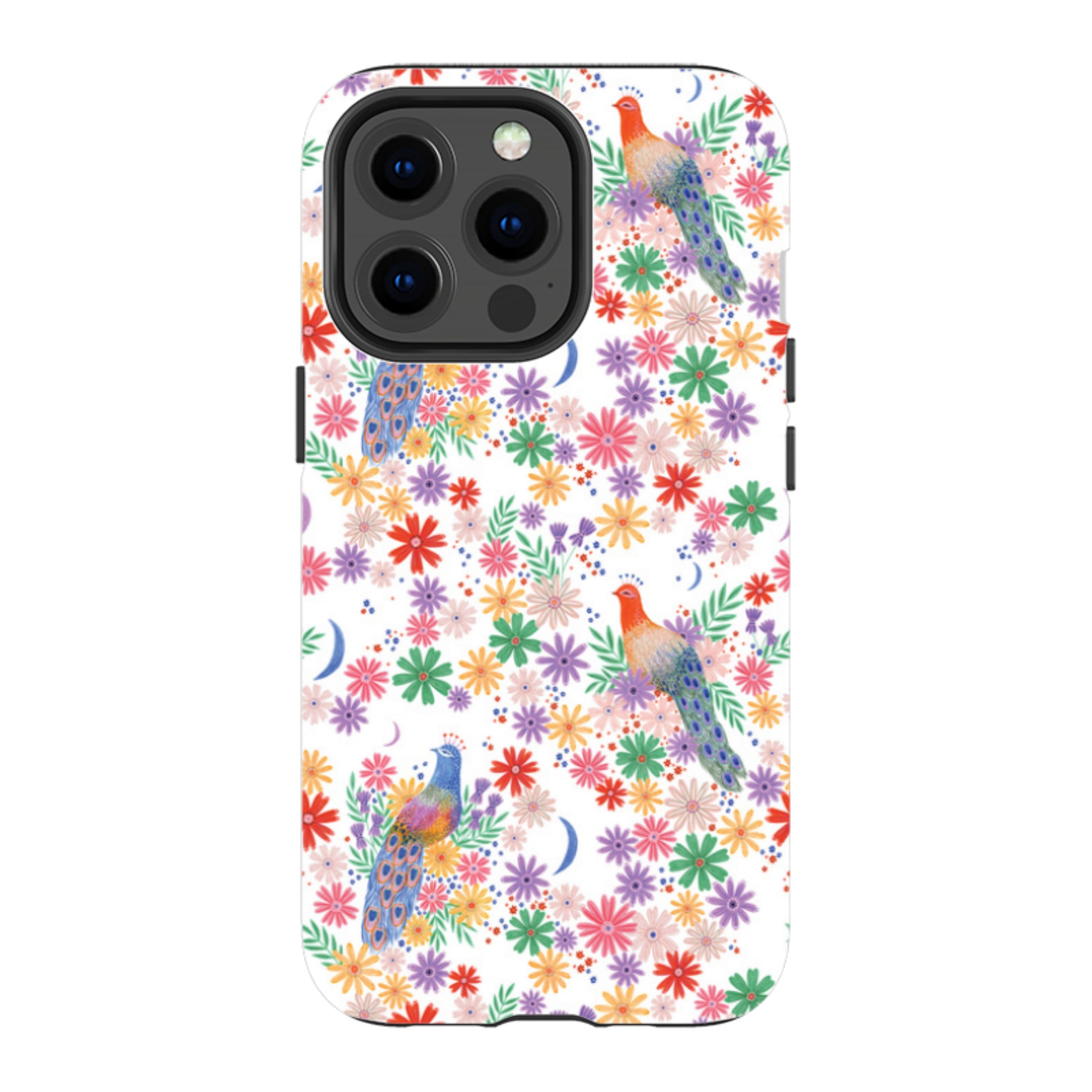 iPhone Tough Case - Peacock Pattern White By Lee Foster Wilson