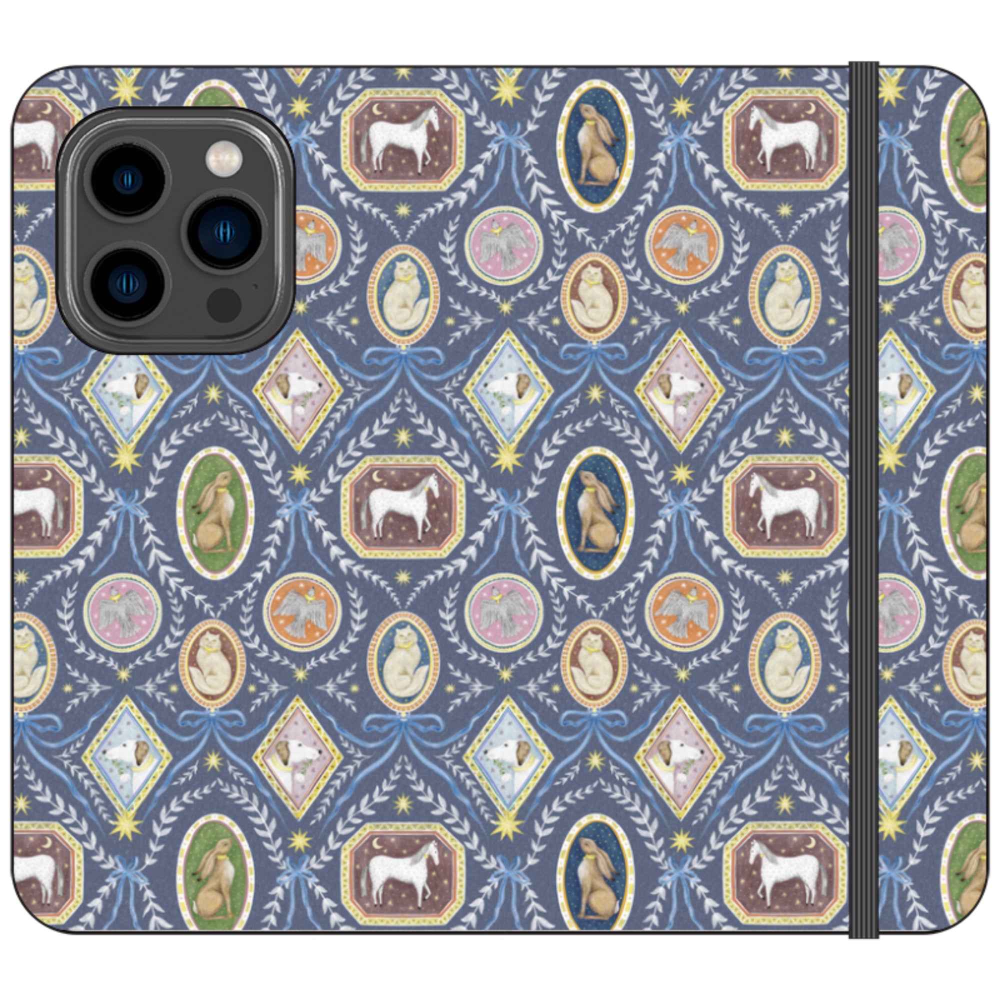 Charleston Dusk Blue Wallet Case By Catherine Rowe