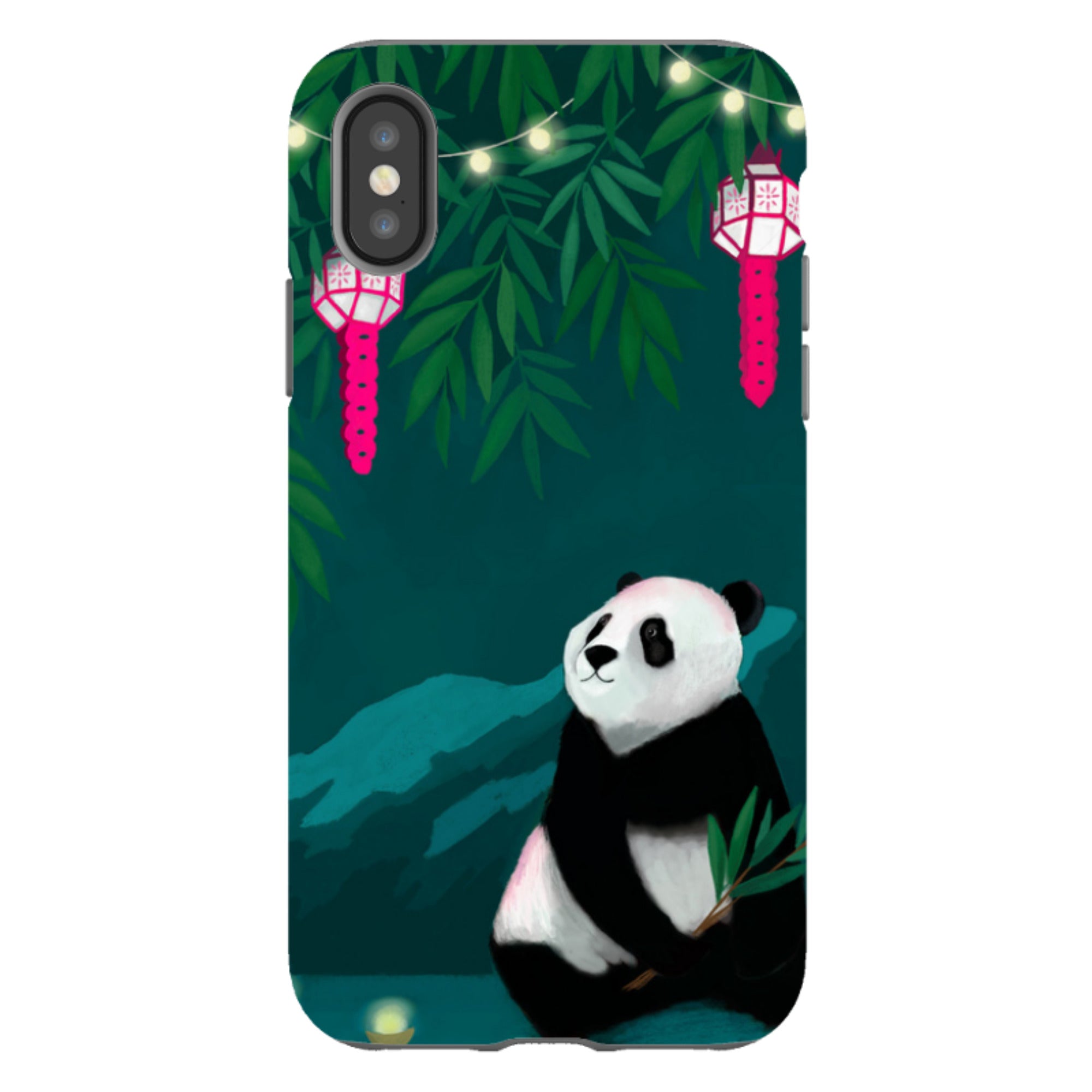iPhone Tough Case - Panda And Lanterns By Bex Parkin