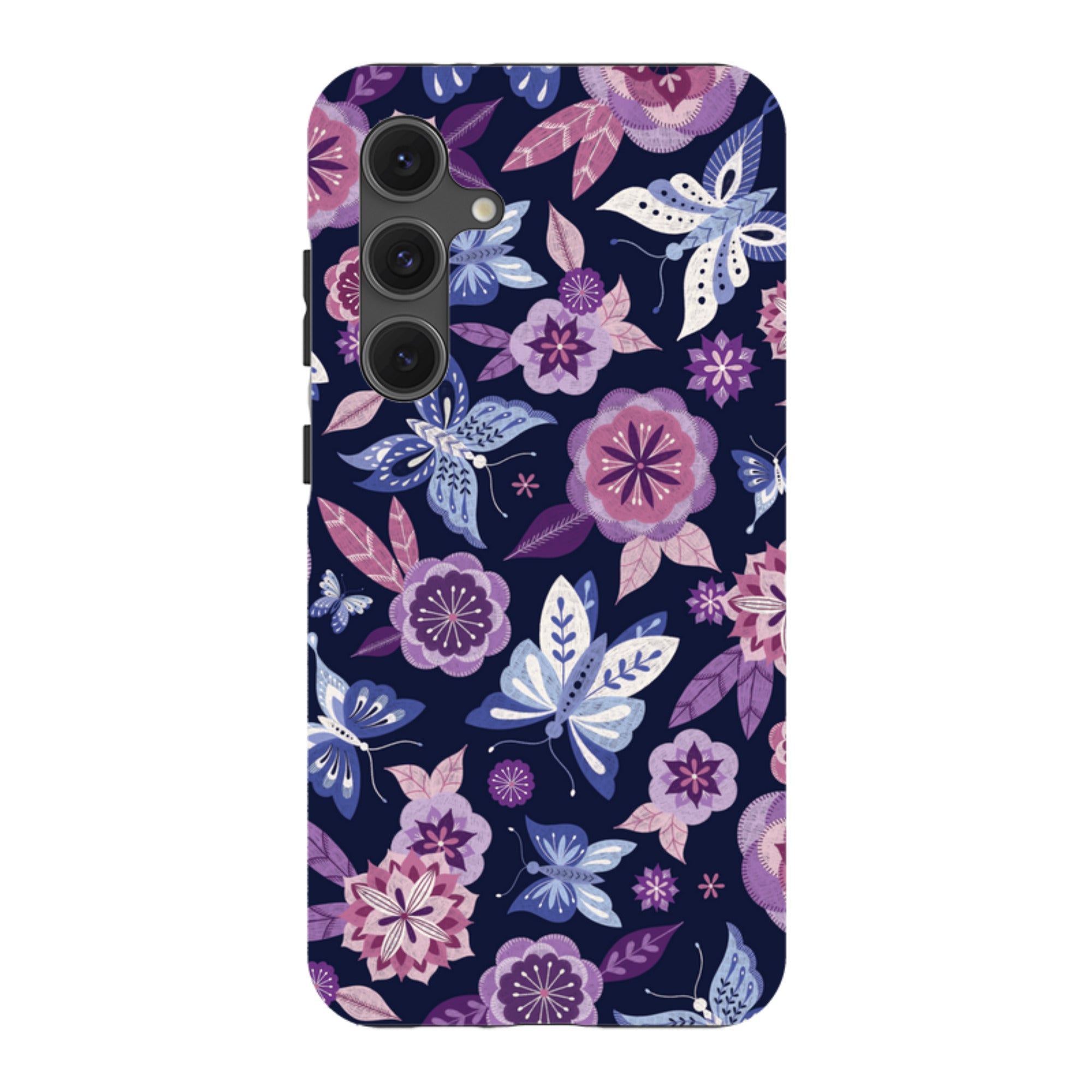 Samsung Tough Case - Butterfly Blooms Navy By Jenny Zemanek