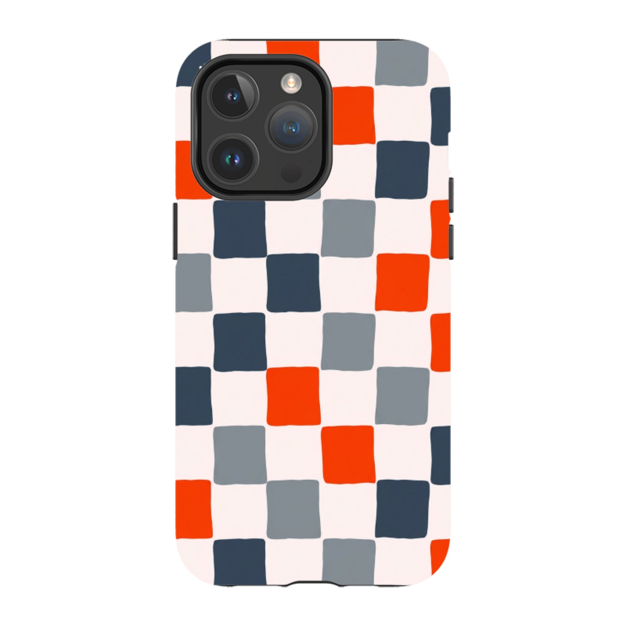 iPhone MagSafe Tough Case - Orange & Navy Checkerboard