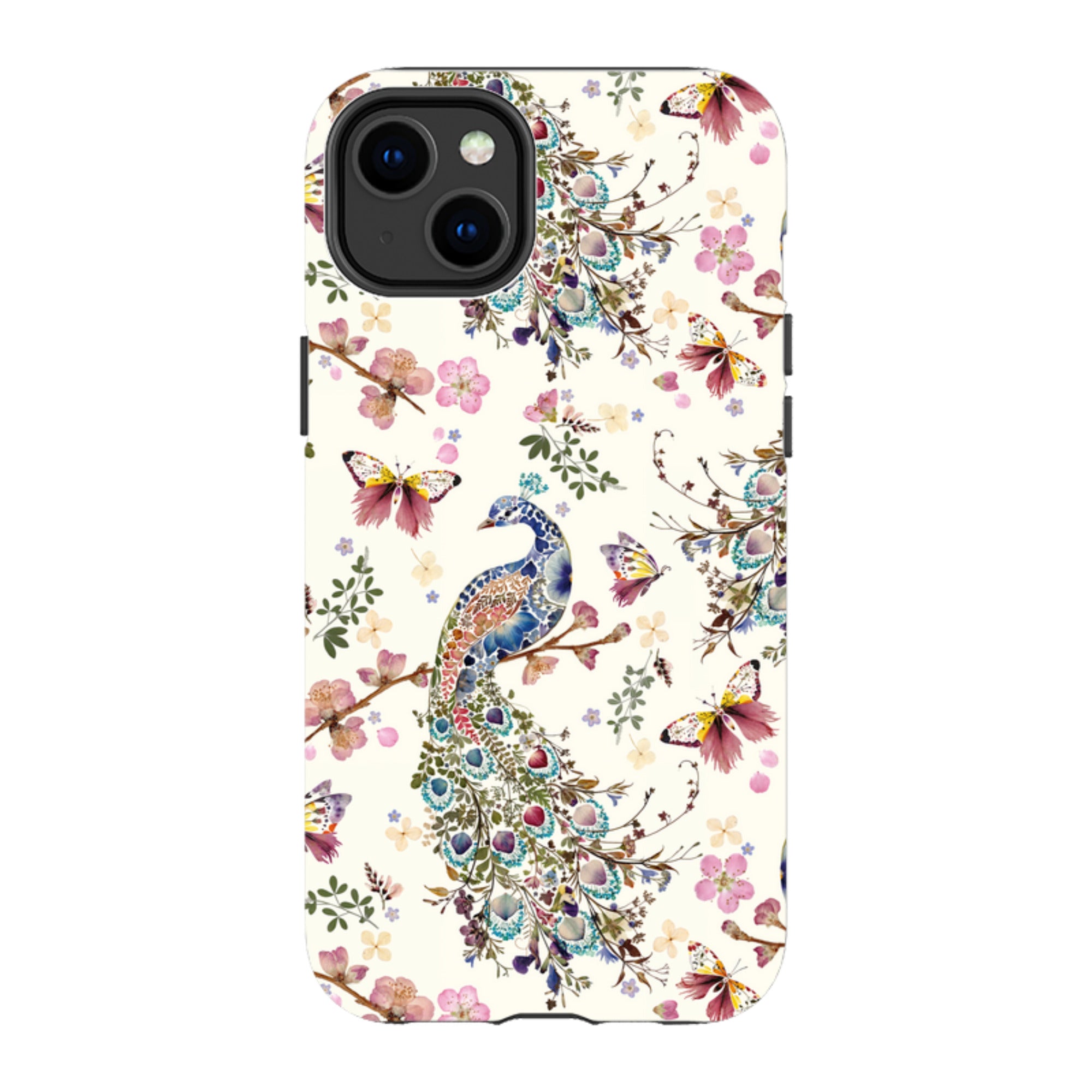 iPhone Tough Case - Peacock and Cherry Blossoms By Helen Ahpornsiri
