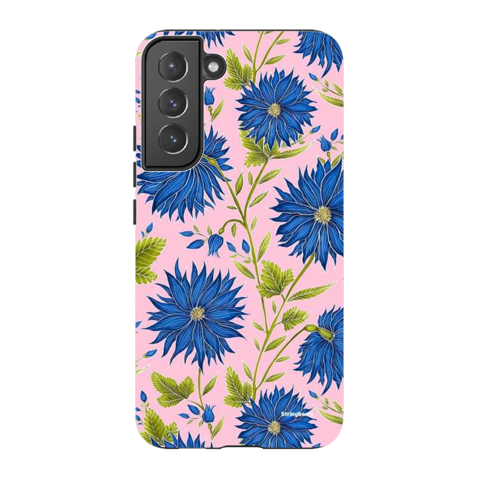 Samsung Tough Case - Blue Flowers Pink By Catherine Rowe