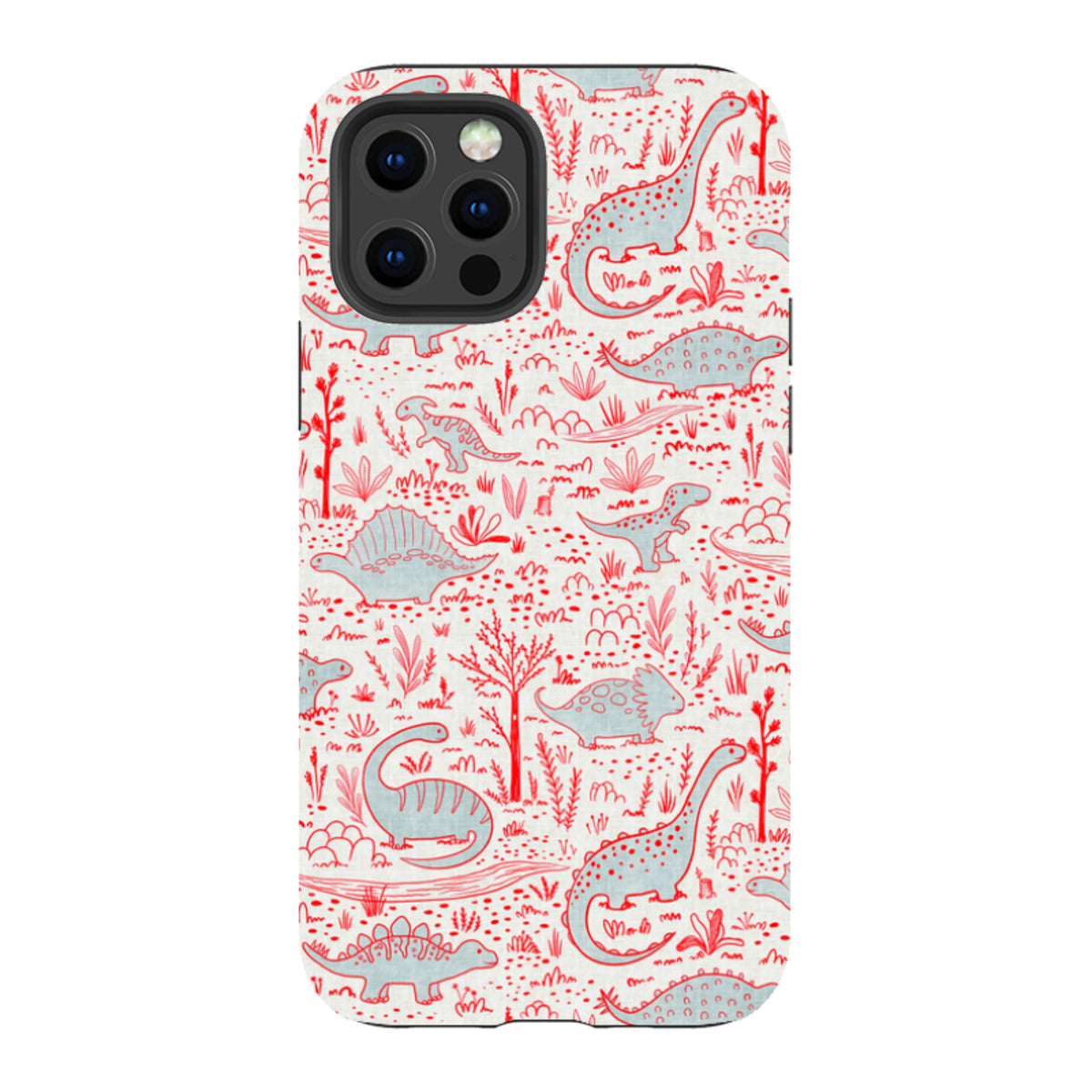 iPhone Tough Case - Dinosaur line Red and Blue By Katherine Quinn