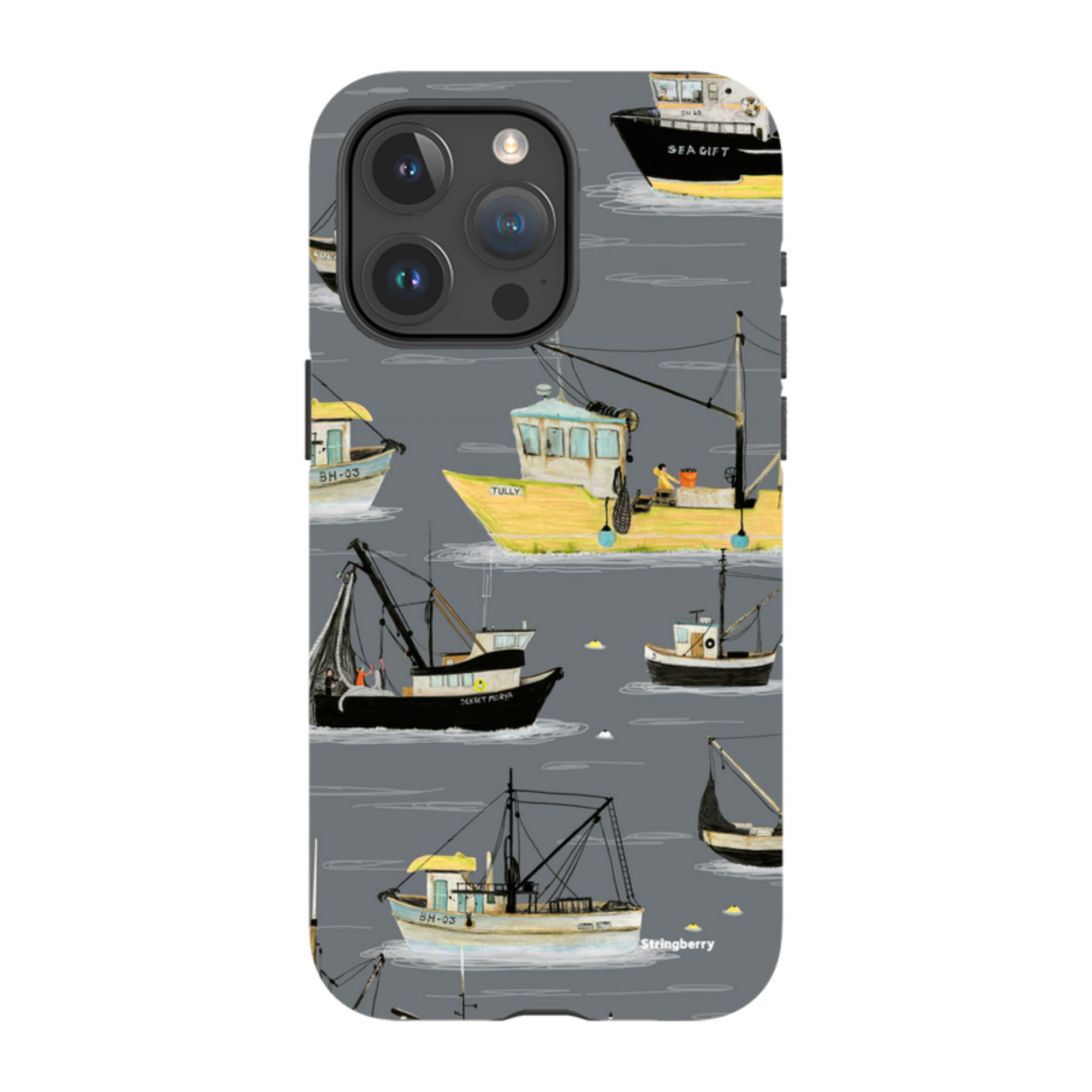 iPhone Tough Case - Fishing Boats Grey By Katherine Quinn