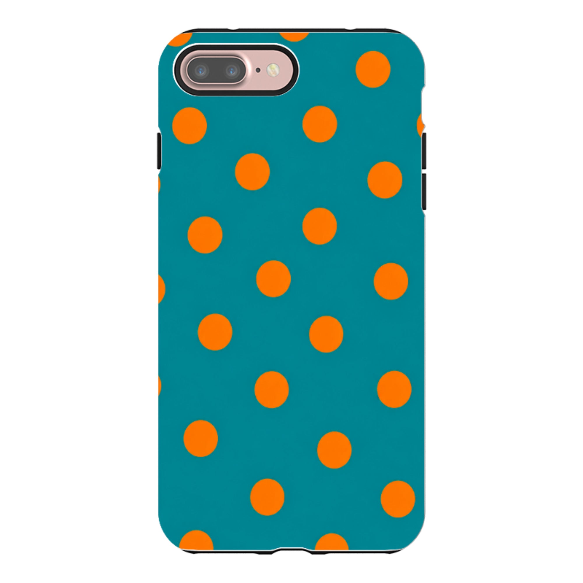 iPhone Tough Case - Teal & Orange Polka Dot