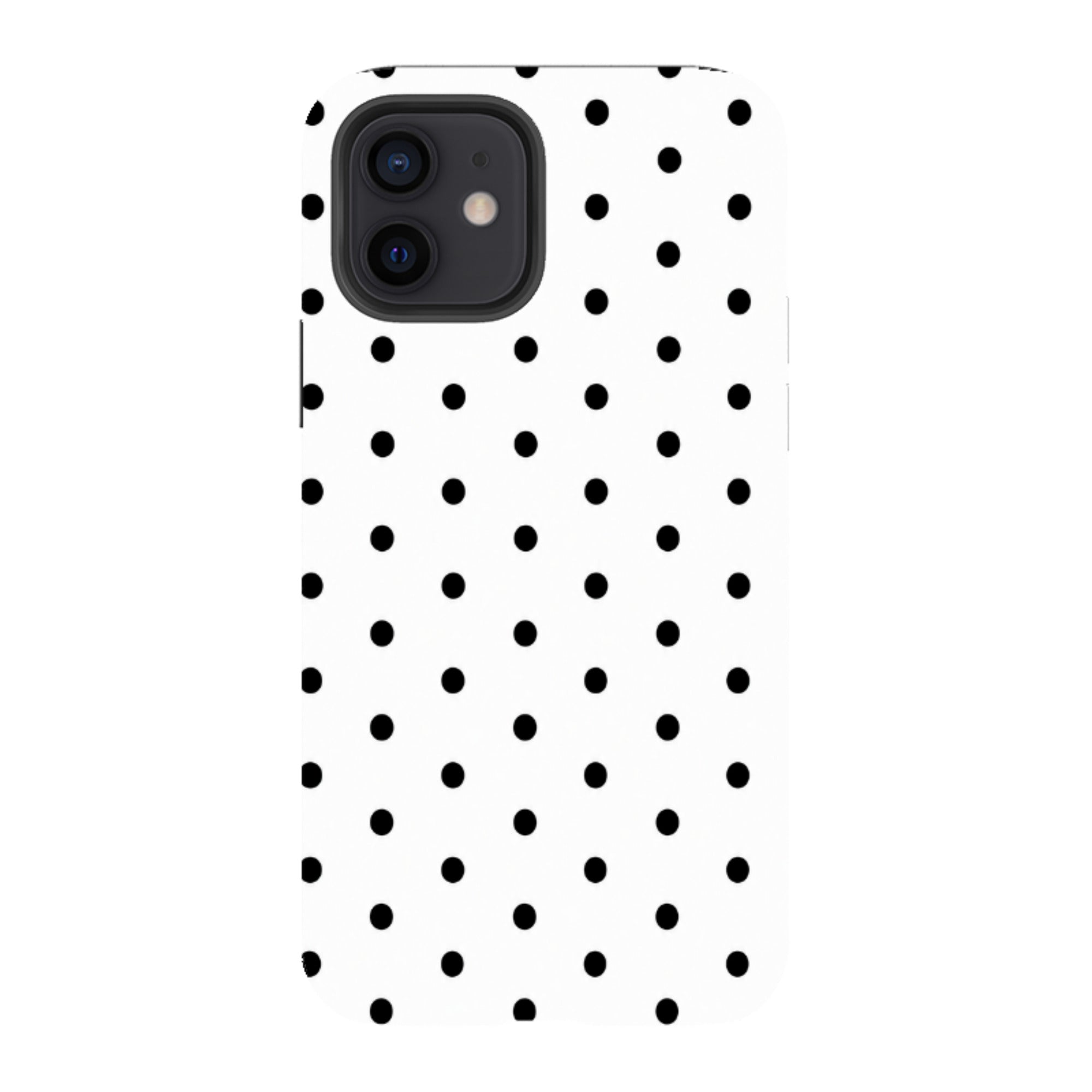 iPhone Tough Case - White & Black Polka Dot