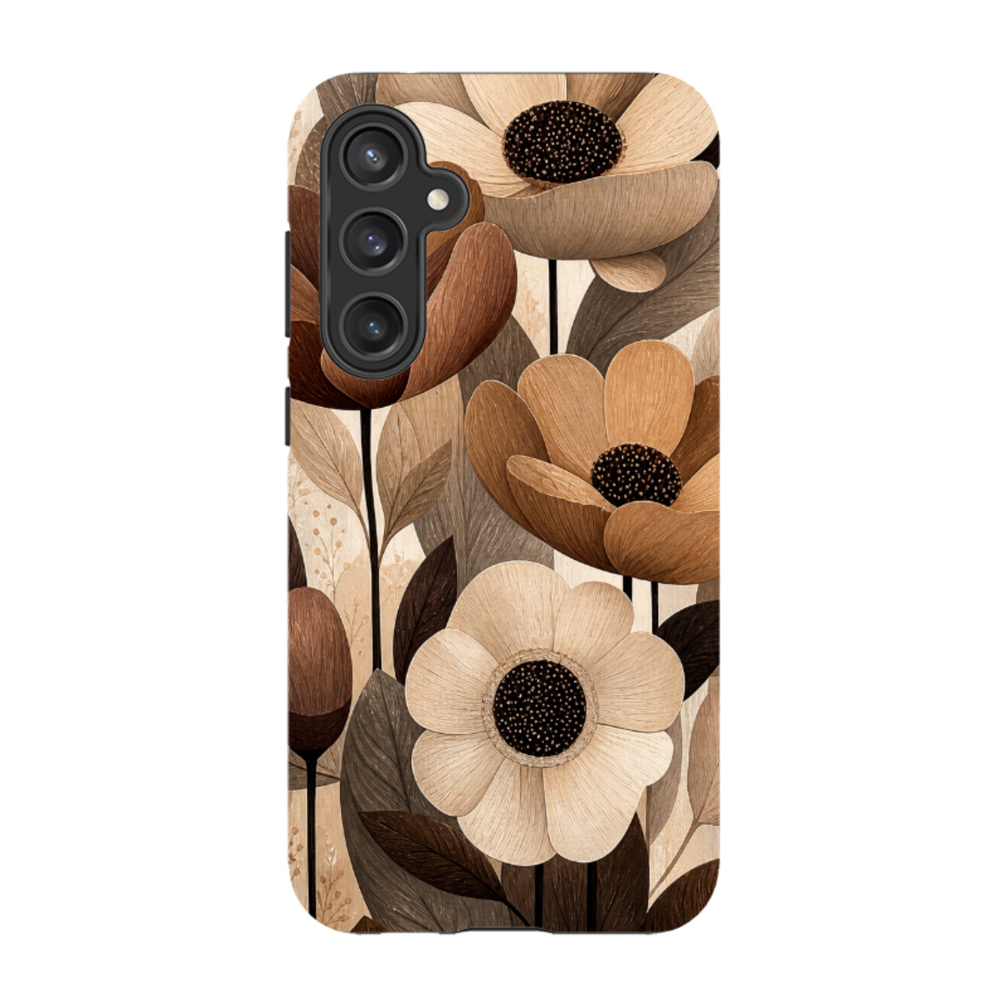 Samsung Tough Case - Chocolate Woodgrain Floral