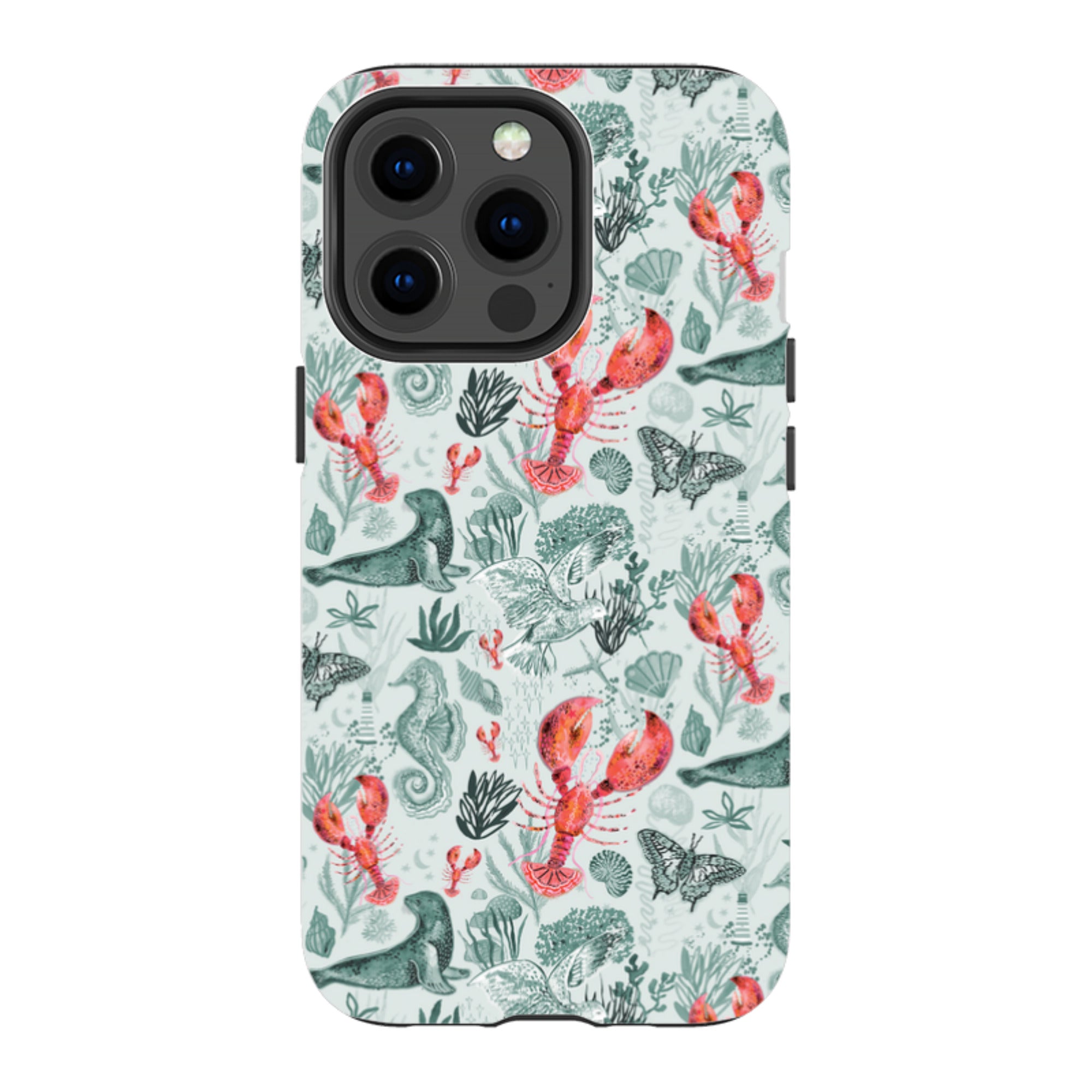 iPhone Case - Teal Seals and Lovely Lobsters By Emma Frances Grant